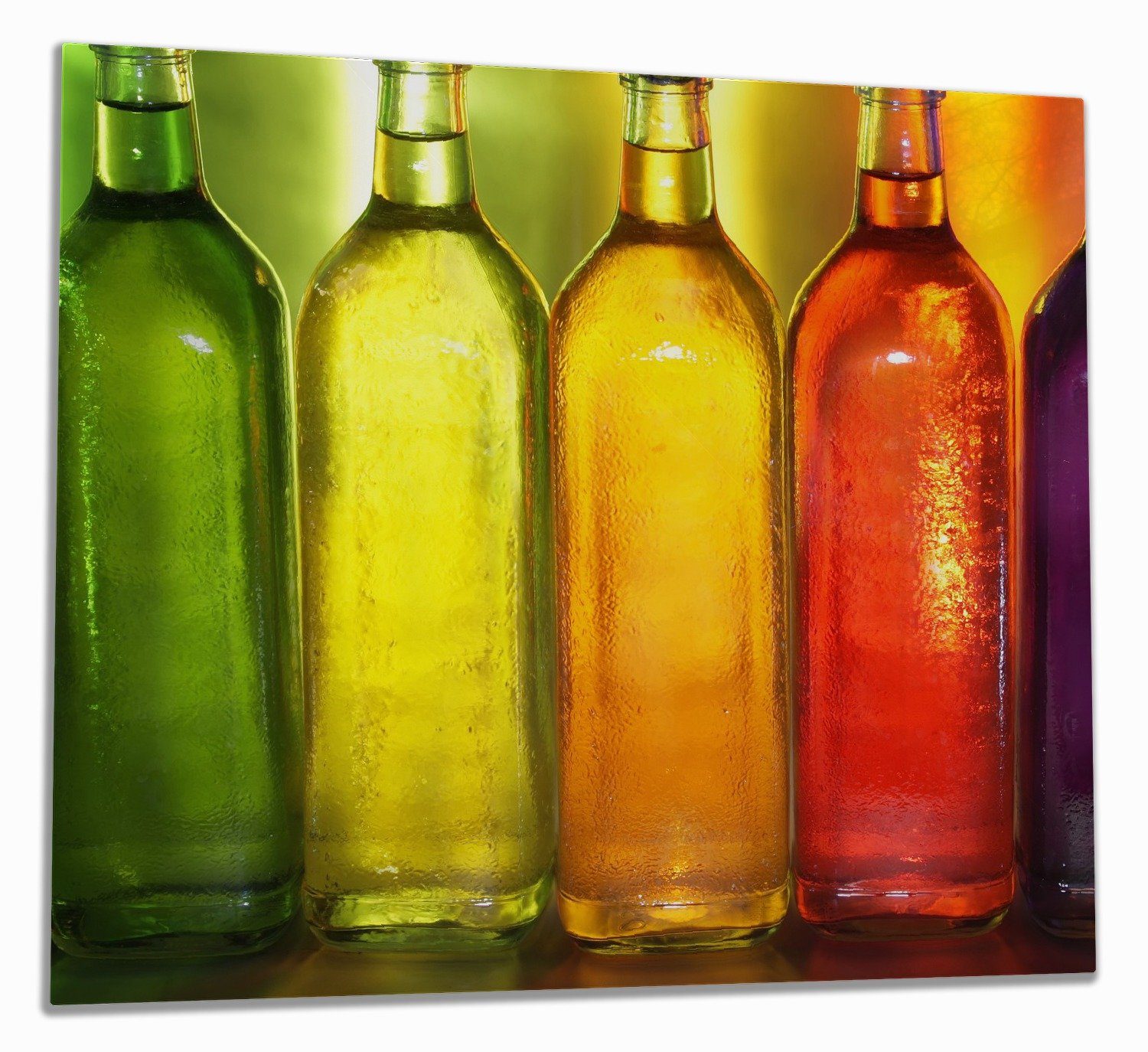 Wallario Herd-Abdeckplatte Bunte Flaschen im Regal, ESG-Sicherheitsglas, (Glasplatte, 1 tlg., inkl. 5mm Noppen), verschiedene Größen