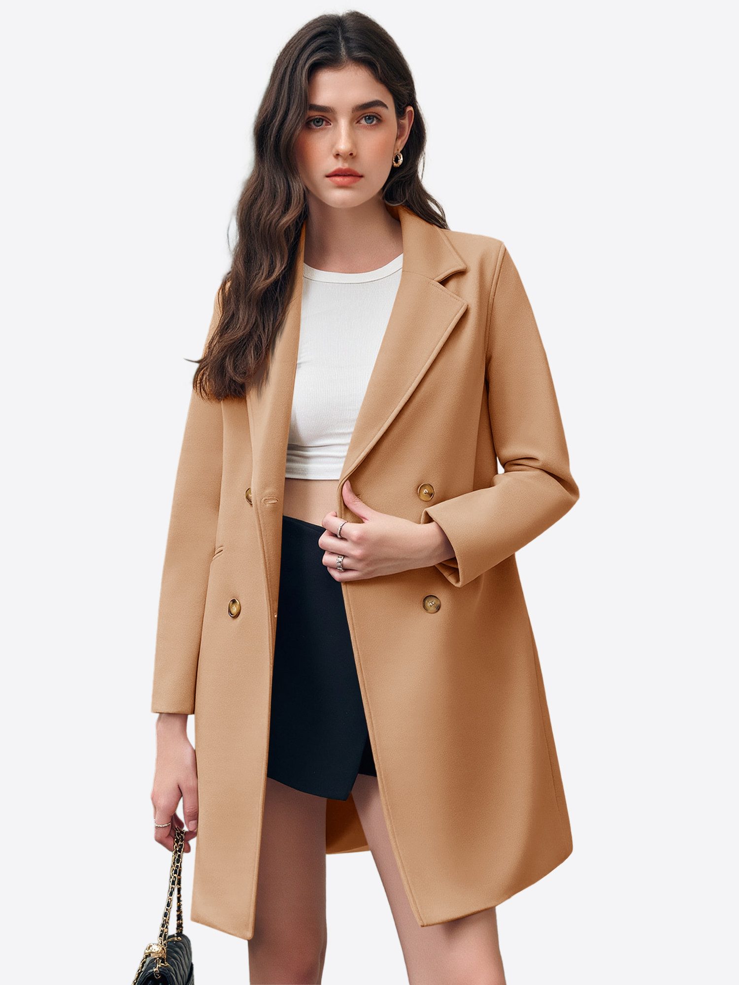 Imily Bela Langmantel Zweireihige Damen Trenchcoat günstig online kaufen