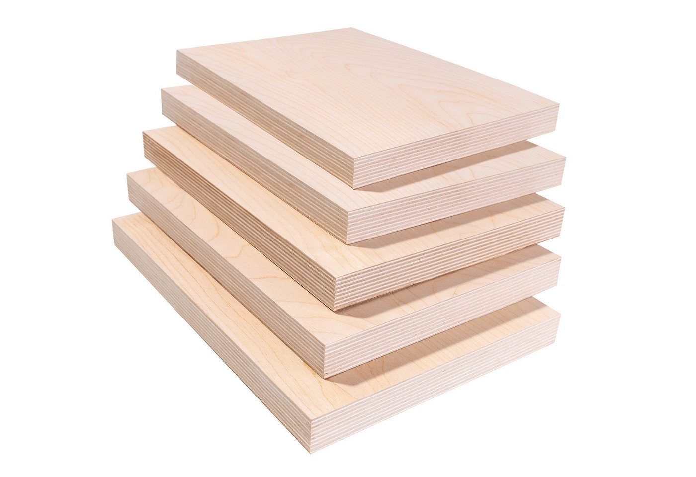Thumbnail - Creative Deco Bastelnaturmaterial A4 Sperrholzplatte 300 x 210 (0,5) mm, 12 mm, Birkensperrholz, (5-tlg), Perfektes Blat...