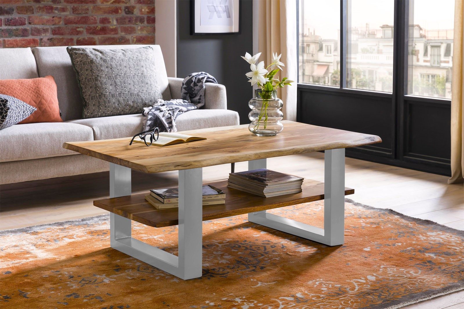Loreno® Couchtisch Patrick, Baumkante, Akazie massiv, günstig online kaufen