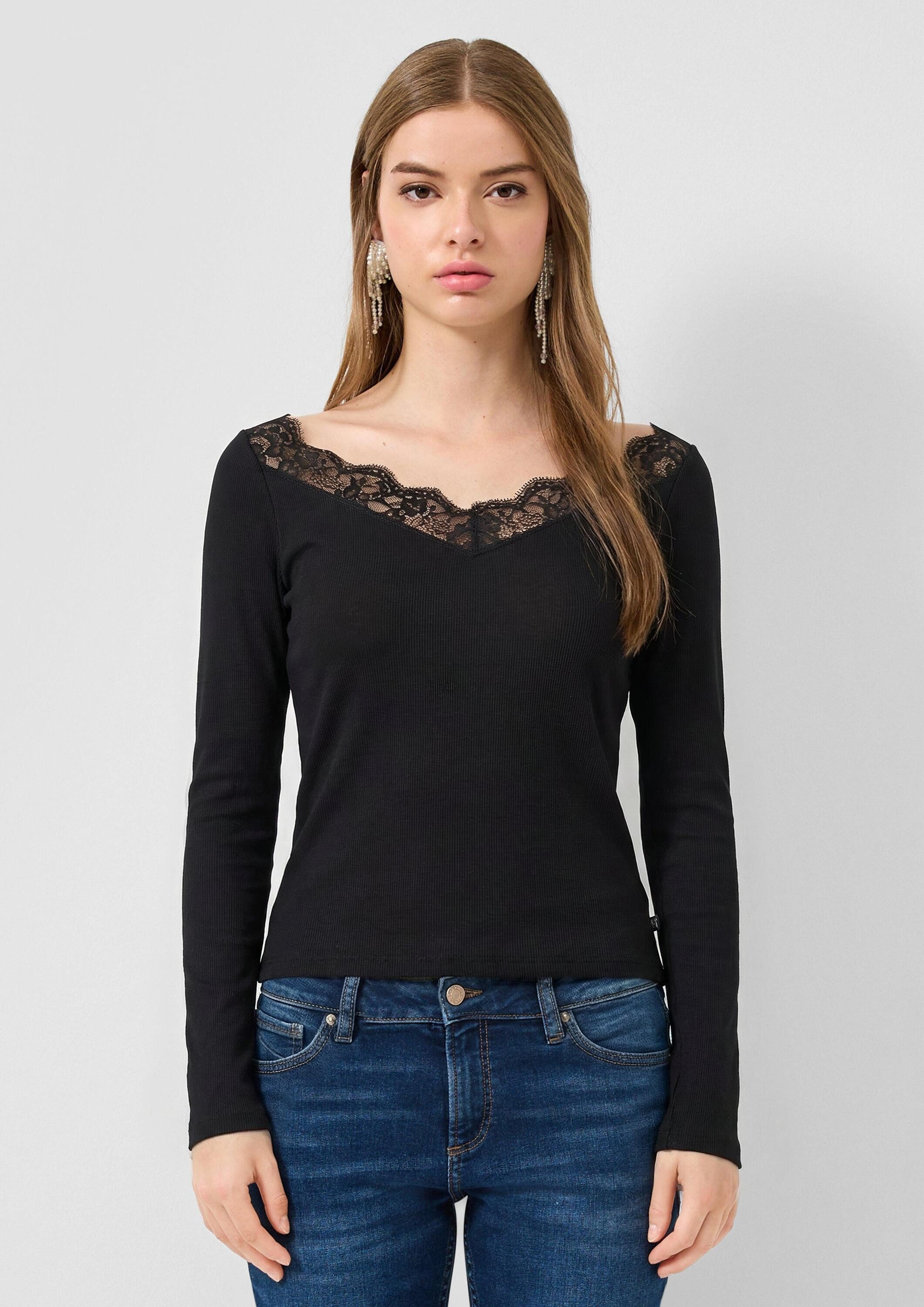 QS Langarmshirt T-Shirt Rippshirt günstig online kaufen