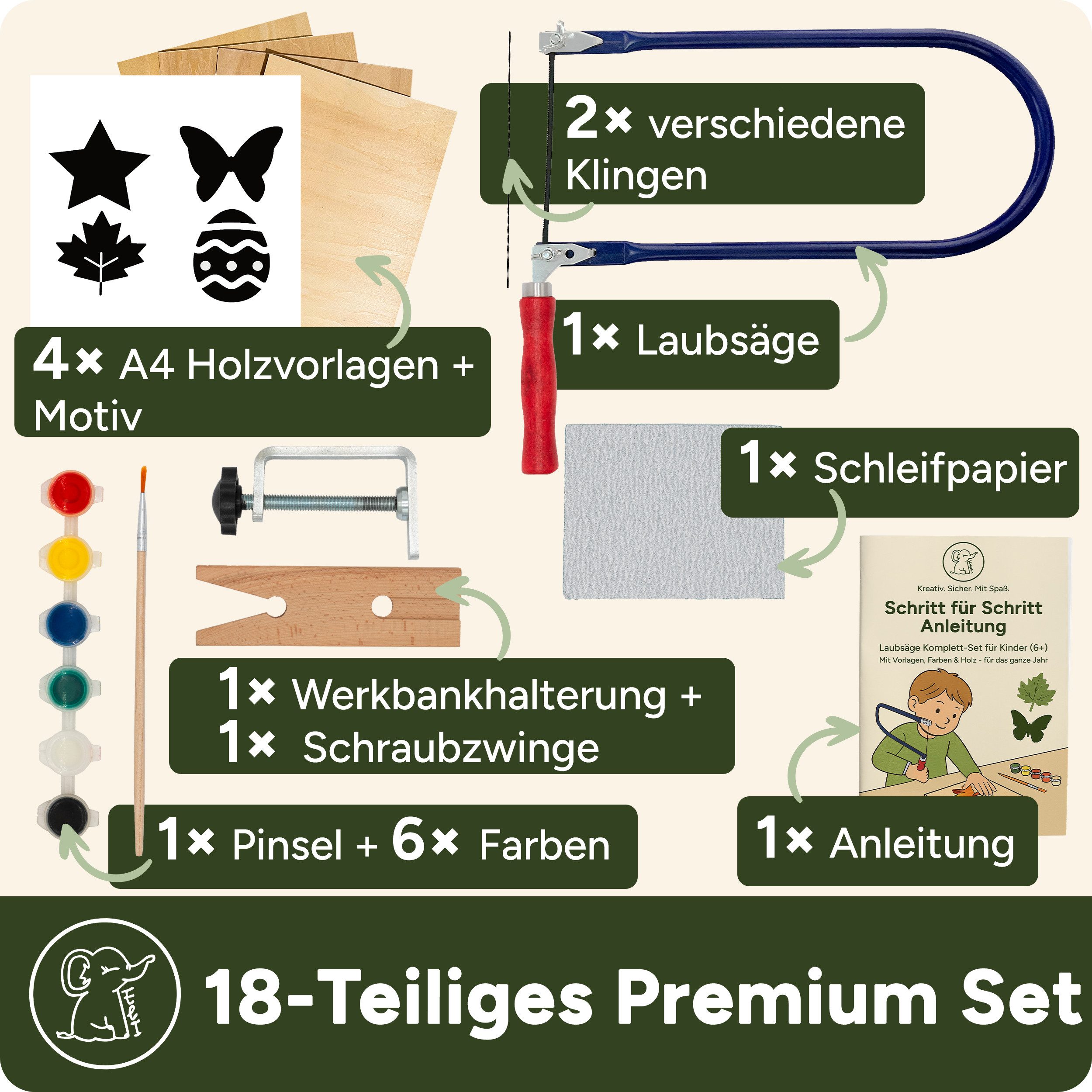 Eli Handsäge Kindersäge ab 6 Jahre inkl. 4 Sägeblätter für Holz und Metall günstig online kaufen