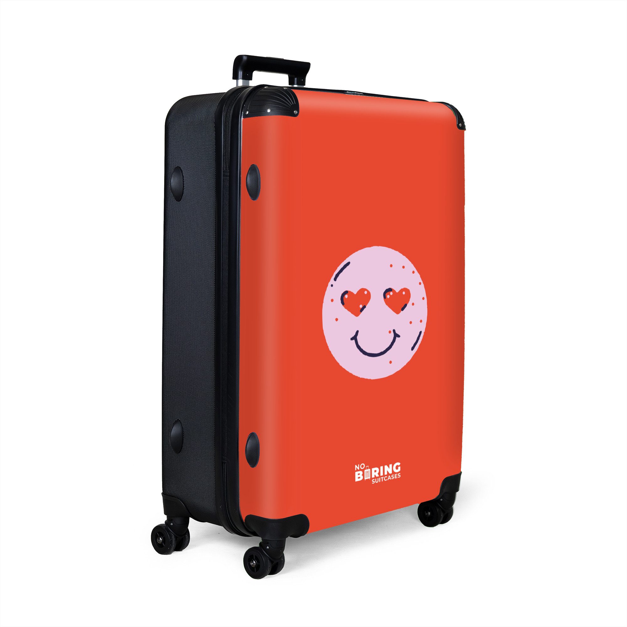 NoBoringSuitcases.com© Hartschalen-Trolley Rotes und rosafarbenes Smiley-Ge günstig online kaufen
