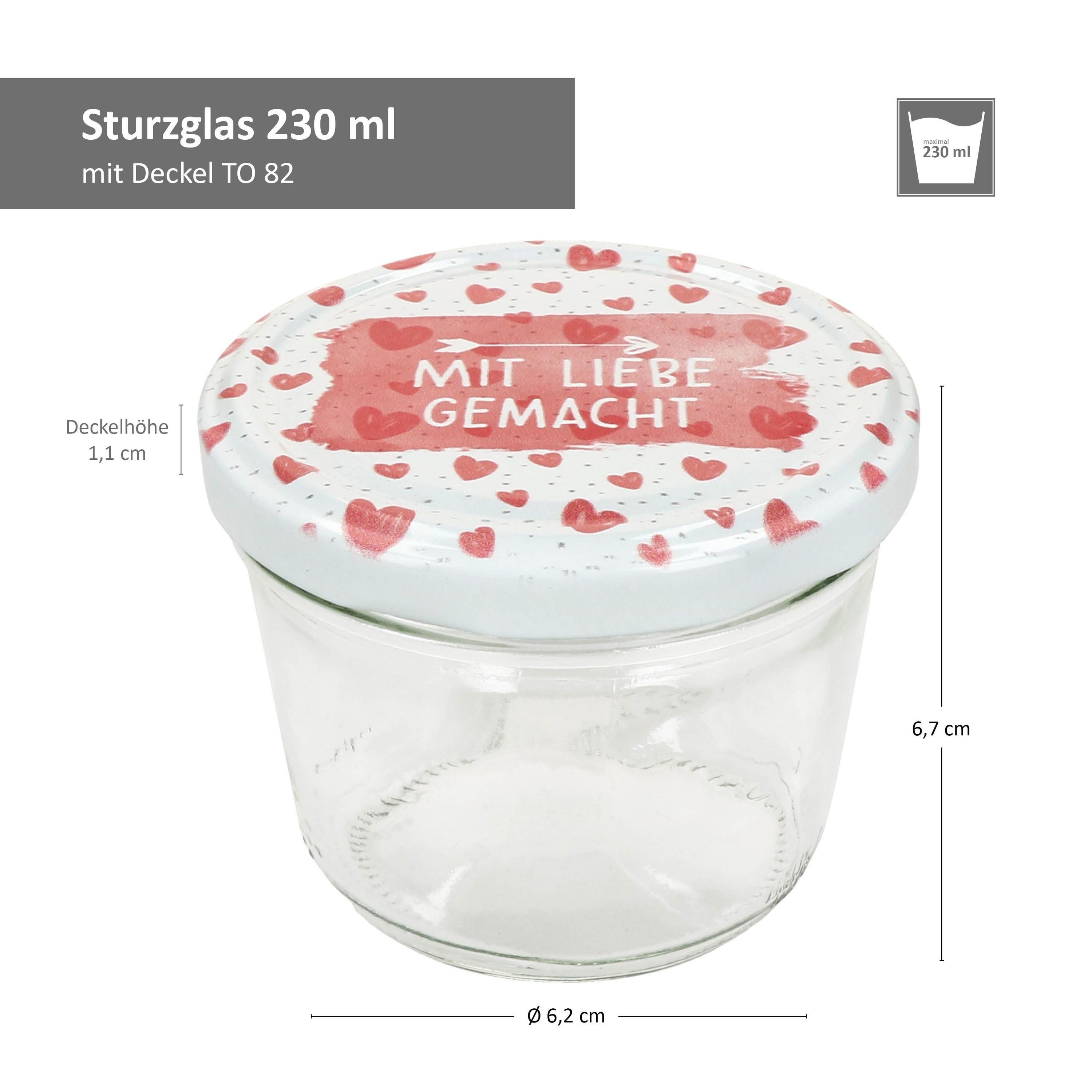 MamboCat Einmachglas 100er Set Sturzglas 230ml Einmachglas Mit Liebe gemacht Deckel, Glas – Bild 5 von 5