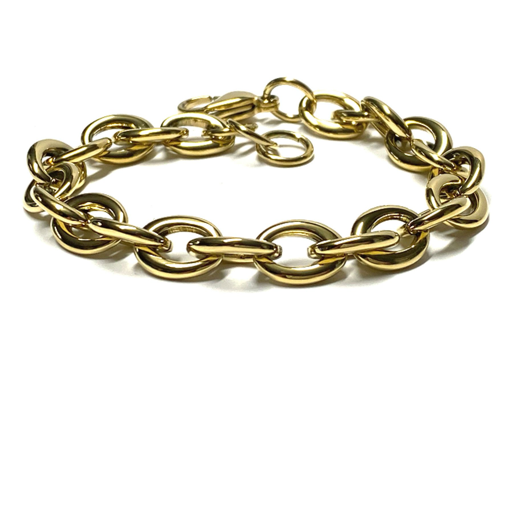 Silberkette Armband Edelstahl vergoldet Ankerkette robust 21-23cm