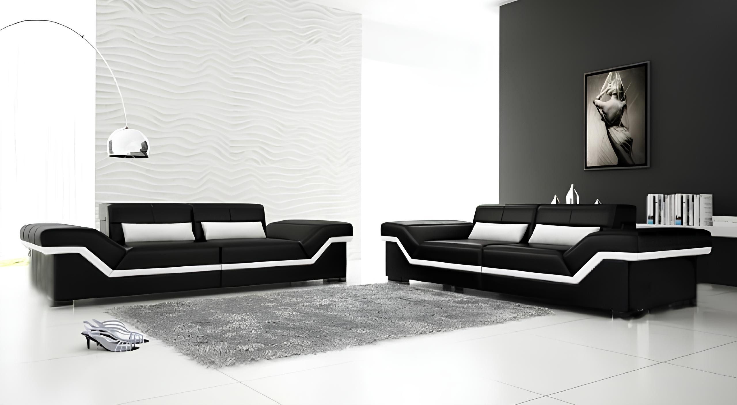 Xlmoebel 3-Sitzer New York Ledersofa mit USB-Anschluss und elegantem Design, Hergestellt in Europa