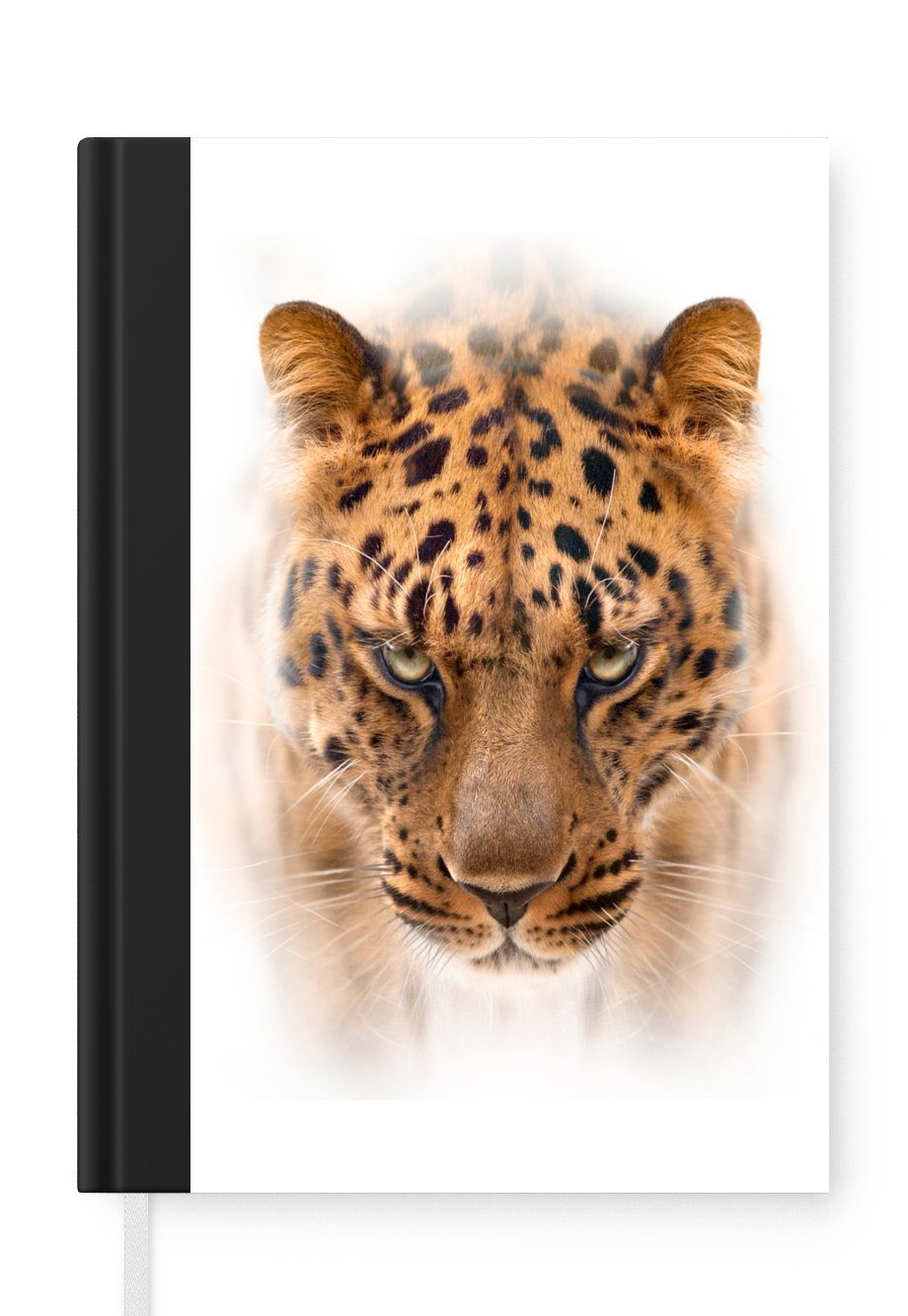MuchoWow Notizbuch Leopard - Kopf - Weiß, Journal, Merkzettel, Tagebuch, Notizheft, A5, 98 Seiten, Haushaltsbuch