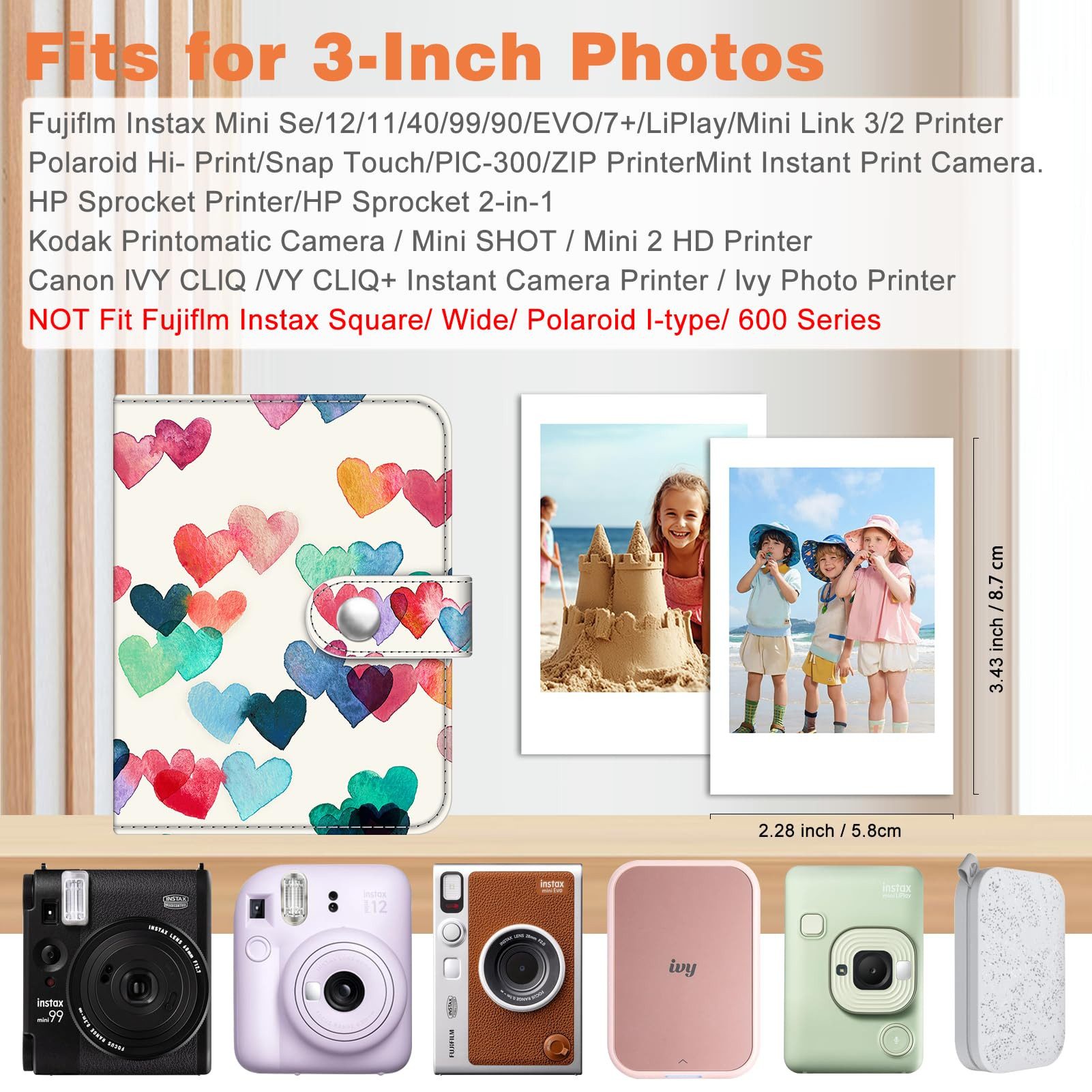 Fintie Fotoalbum Mini Fotoalbum für 2x3 Zoll Filme - 52 Taschen kleine Alben, für Fujifilm Instax Mini Sofortbildkamera/Polaroid Hi-Print Bilder