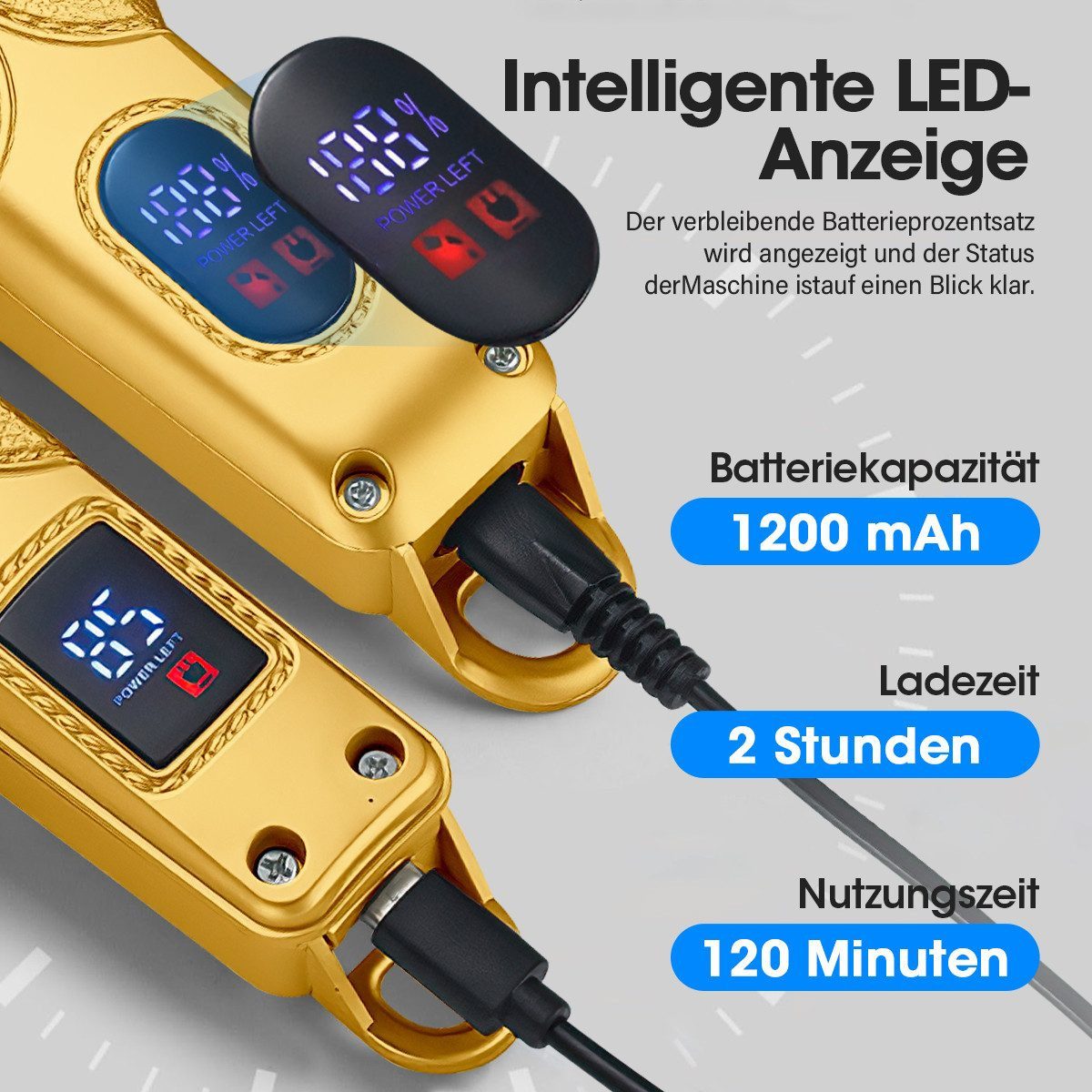 MOPUEA Haarschneider Kabelloses Elektrischer Profi-Haarschneide-Set LED Anzeige Leder 23pcs, Präziser Trimmer mit T-Klinge, Akku, LED & 10 Schnittlängen, Leistungsstark, ergonomisch, leise, vielseitig für alle Haartypen