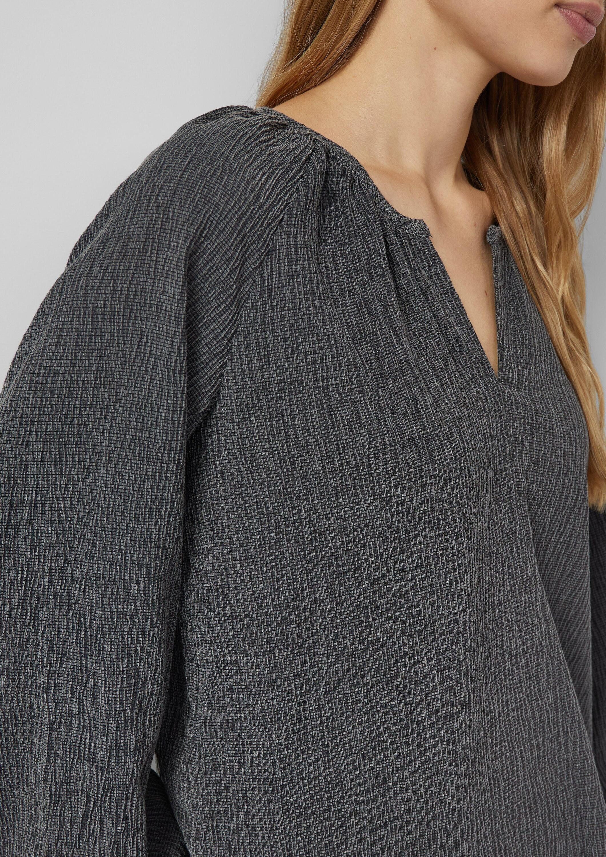 s.Oliver Langarmbluse Bluse Elastische strukturierte Bluse mit weitem Arm