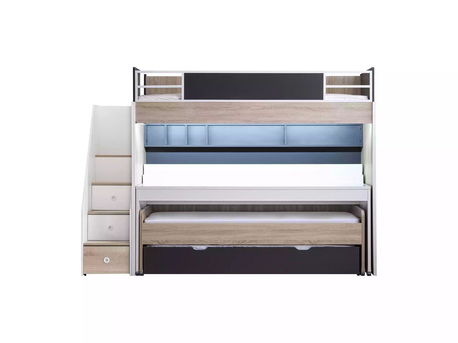 JVmoebel Etagenbett Luxus Etagenbett Bett 3 Schlafplätze Multifunktionsbett Holz Hochbett (1-St., Nur Etagenbett), Made in Europe