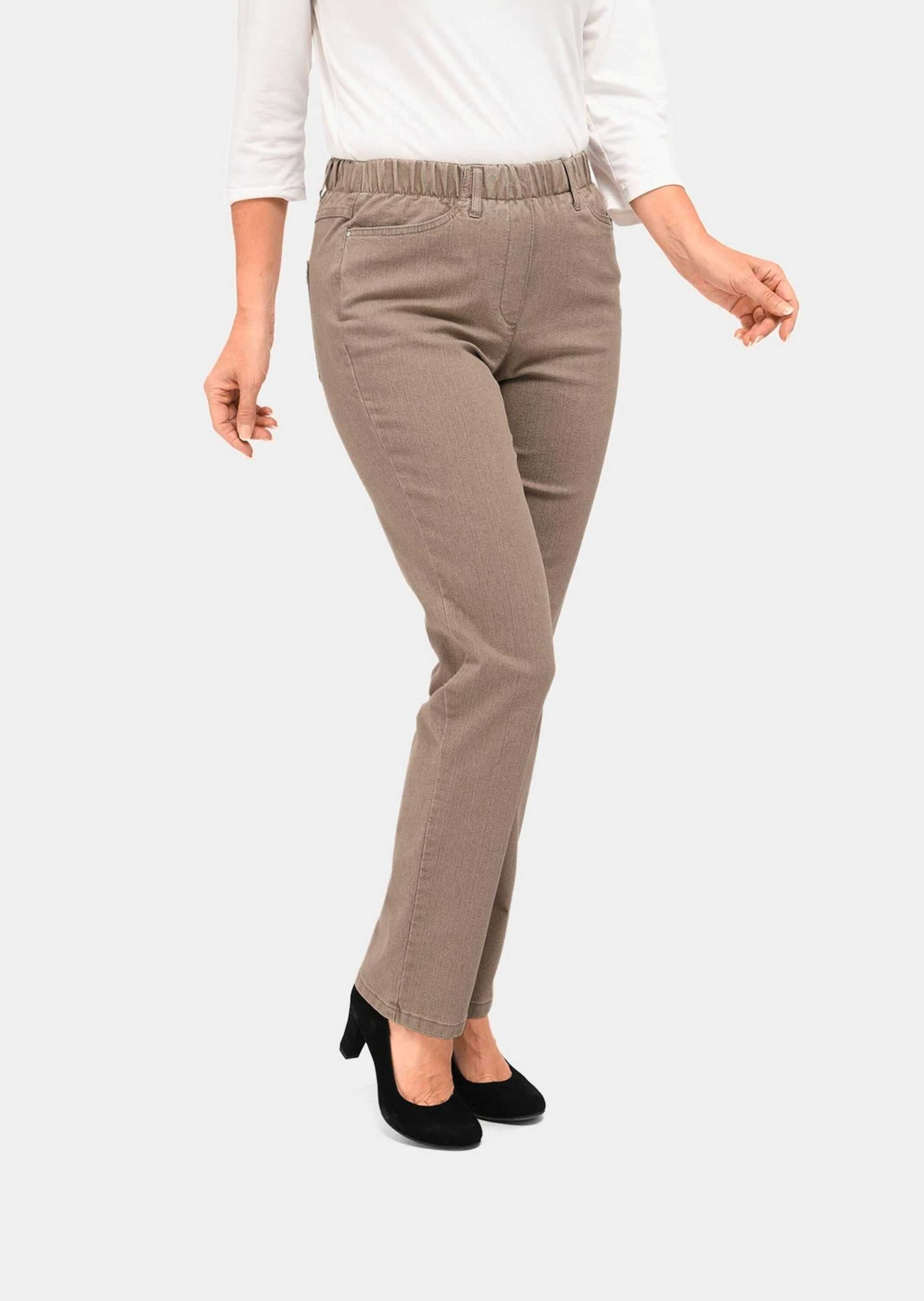 LOUISA Bequeme GOLDNER beige Klassische Jeansschlupfhose Jeans Kurzgröße: