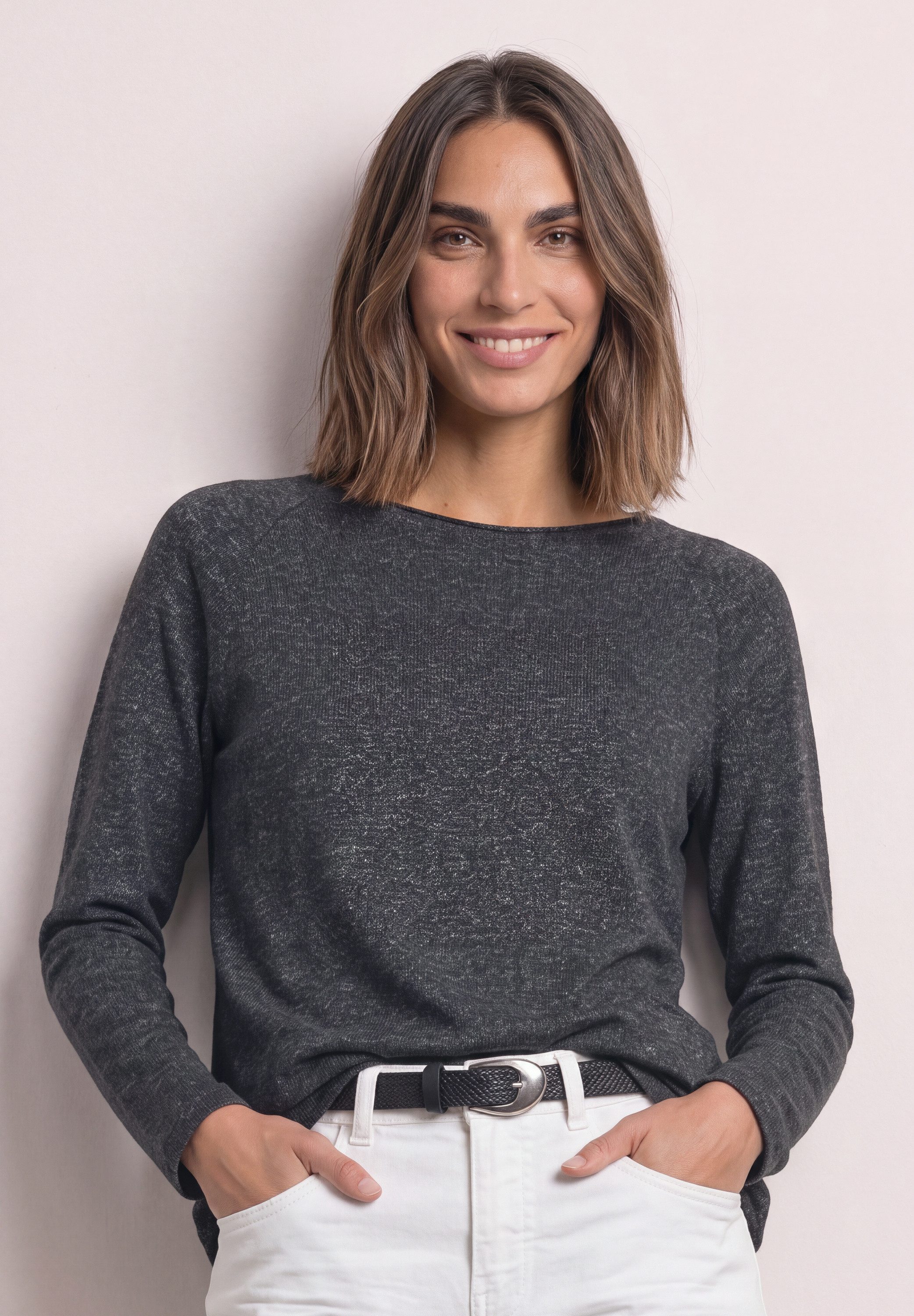 STREET ONE Langarmshirt aus softem Materialmix