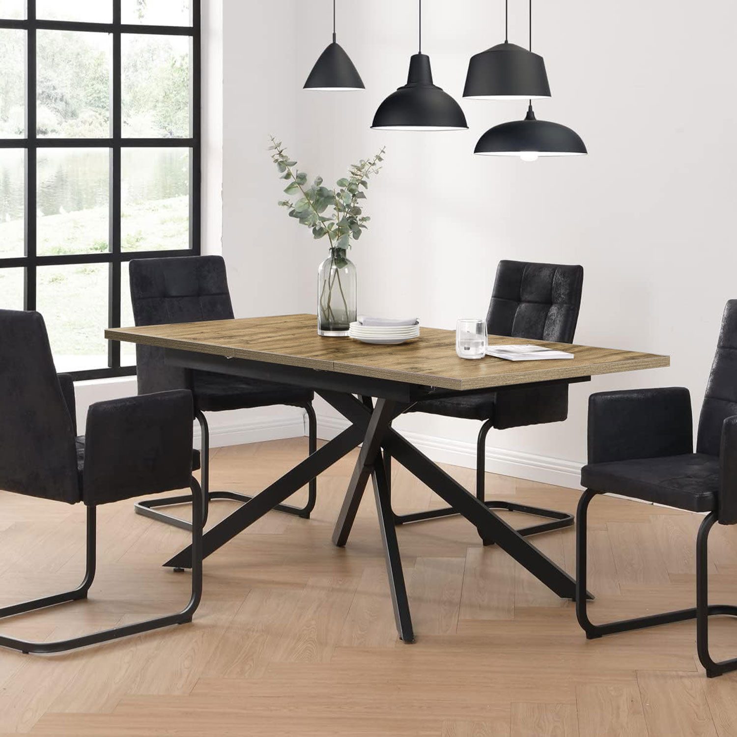 B&D home Esstisch LARS, Metallgestell schwarz oder weiß, ausziehbar 120-160 günstig online kaufen