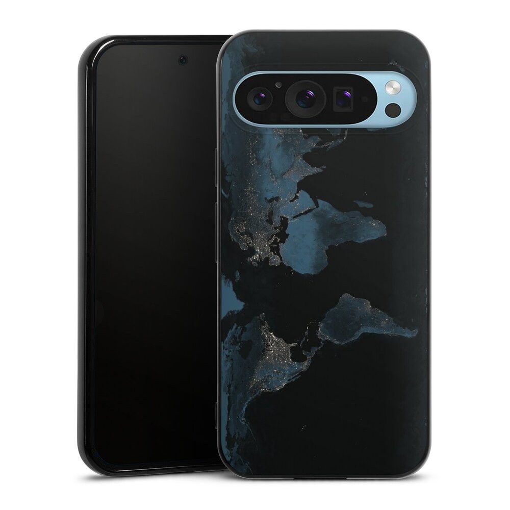 DeinDesign Handyhülle Weltkarte Landkarte Nacht Nightlight Worldmap, Google Pixel 9 Silikon Hülle Bumper Case Handy Schutzhülle