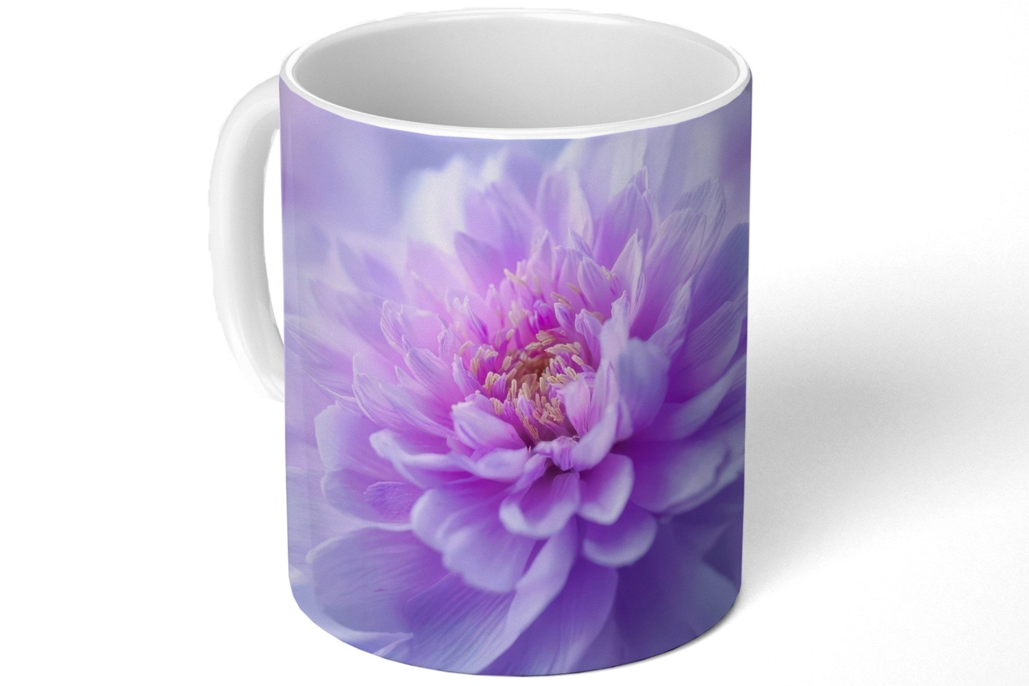 MuchoWow Tasse Lila - Dahlie - Verträumt, Keramik, Кофейные чашки, Teetasse, Becher, Kaffeebecher, Geschenk