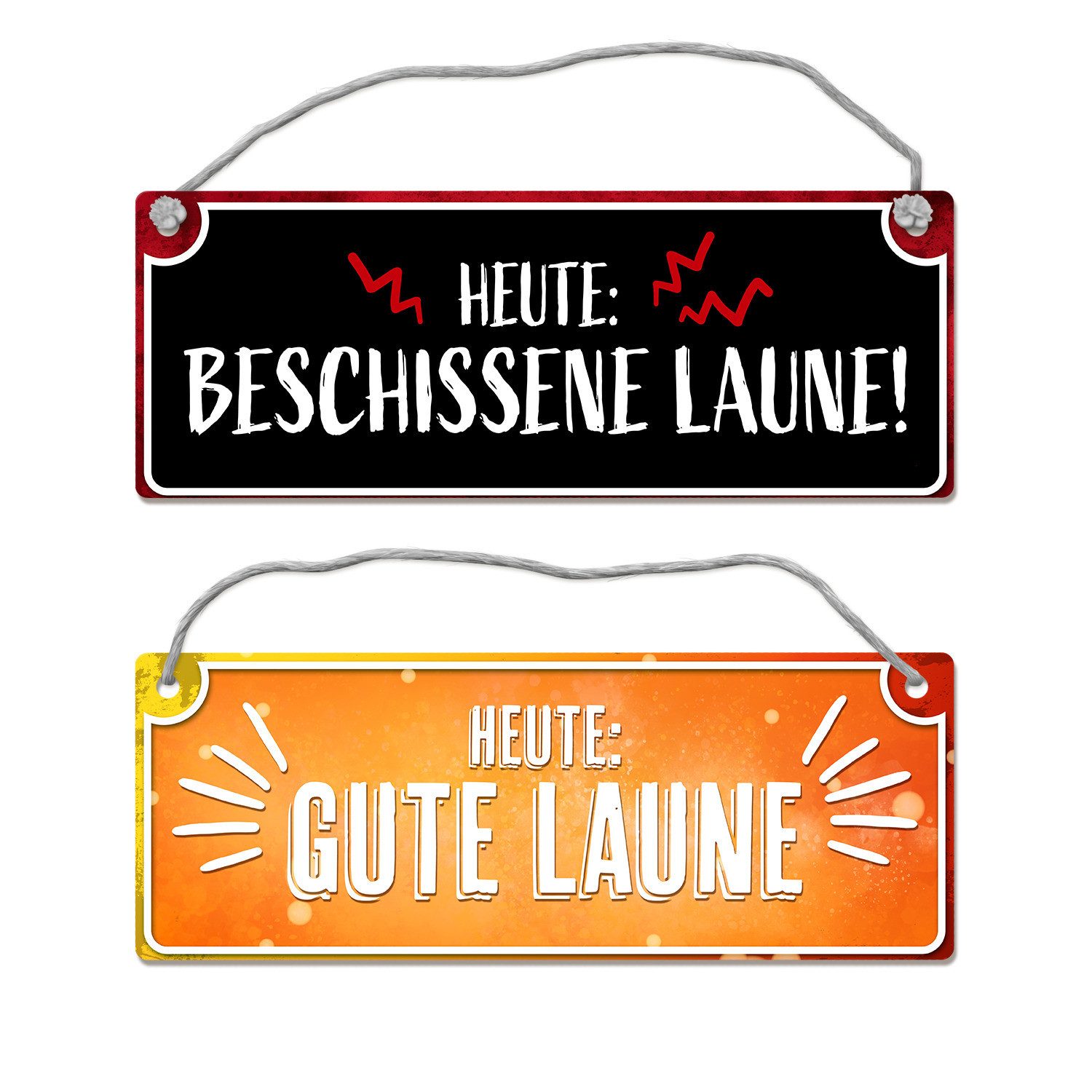 Metallschild Gute Laune Beschissene Wendeschild mit Kordel Schild Türschild