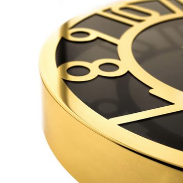Almina Wanduhr Wanduhr in Schwarz/Gold mit Ziffern ⌀60 cm moderne Uhr für Ihr Zuhause