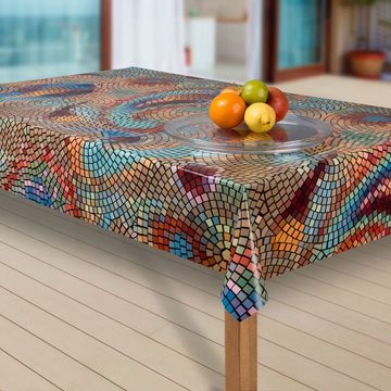 laro Tischdecke Wachstuch-Tischdecken Abwaschbar Mosaik bunt rechteckig