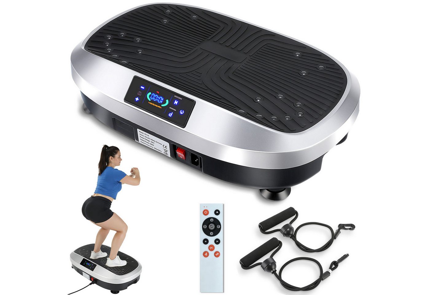 kehot Vibrationsplatte Vibrationsplatte für Ganzkörpertraining, LED Display & Fernbedienung, 200 W, 120 Intensitätsstufen, Leise Trainingsplatte mit Widerstandsbändern, Home Fitnessgerät,120 kg