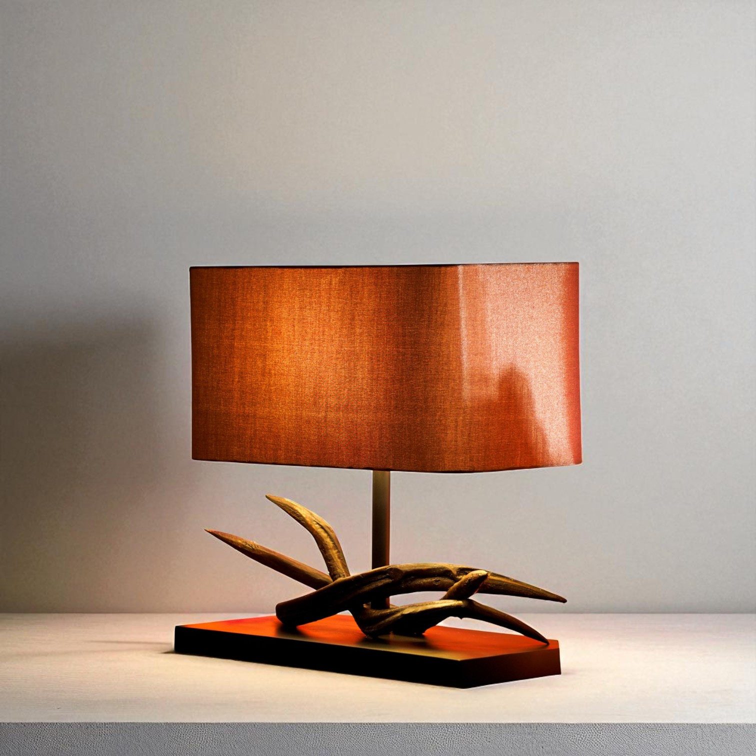 Kinaree Nachttischlampe Kudu Holz Tischlampe LEHUA II, ohne Leuchtmittel, 1x E27, handgefertigt in Thailand