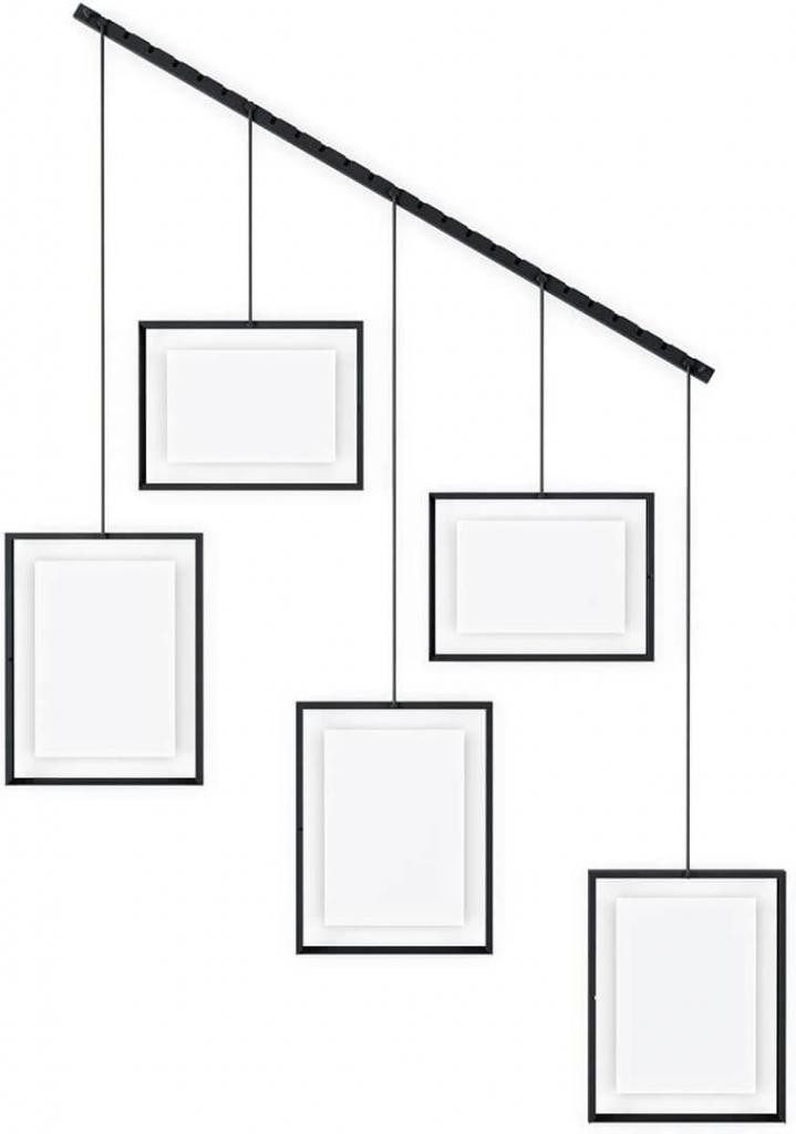 Umbra Bilderrahmen Collage Exhibit Foto Collage Bilderrahmen 1001201-921 schwarz, für 5 Bilder, Bilderrahmen auf der Leiste flexibel umpositionierbar