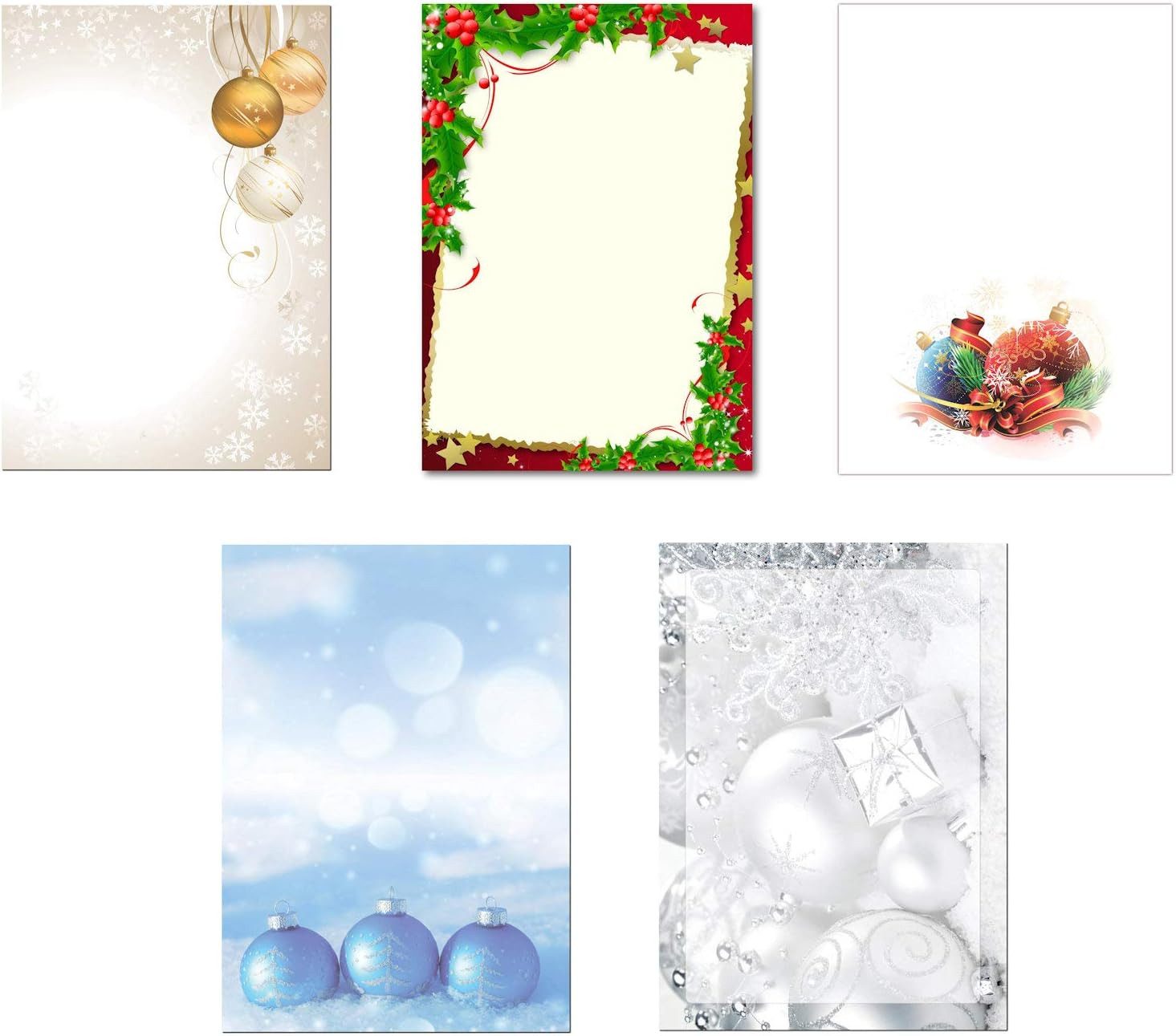Briefpapier Set Motivpapier Weihnacht Advent Kugeln Sterne Kristalle (MPA-5228)