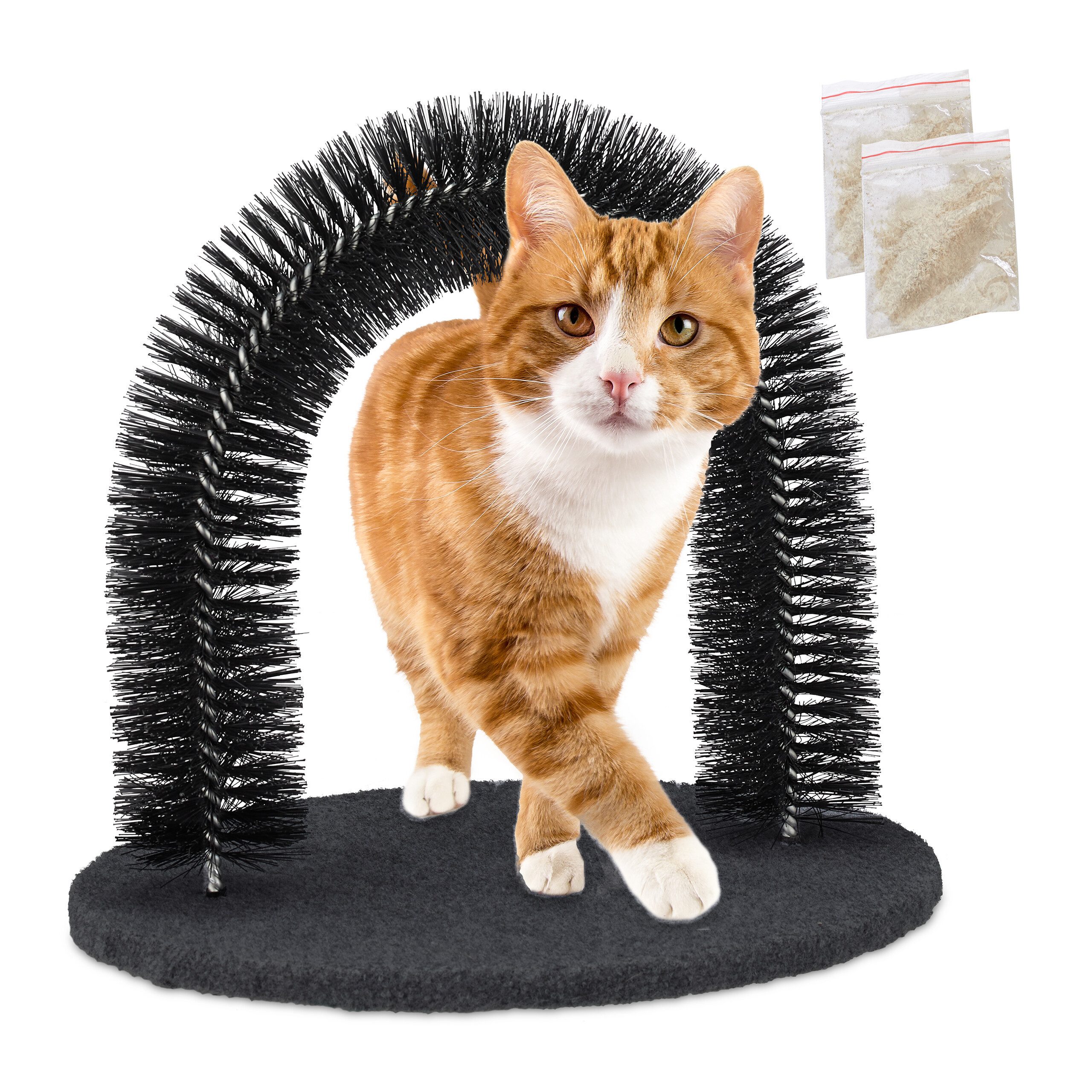 relaxdays Kratzbaum Schwarzer Enthaarungsbogen für Katzen