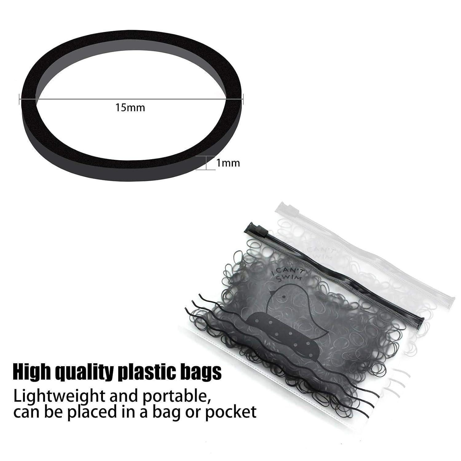 LuxusKollektion Haargummi 1000 Stück Mini Haargummis Schwarz Elastische Bänder 1 mm, 1,5 cm