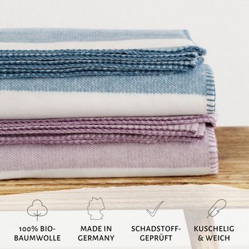 Wohndecke weiche Kuscheldecken, Bio-Baumwolldecken extra kuschelig, RIEMA Germany, nachhaltig aus 100% biologischer Baumwolle, weiche Sofadecke ÖKOTEX