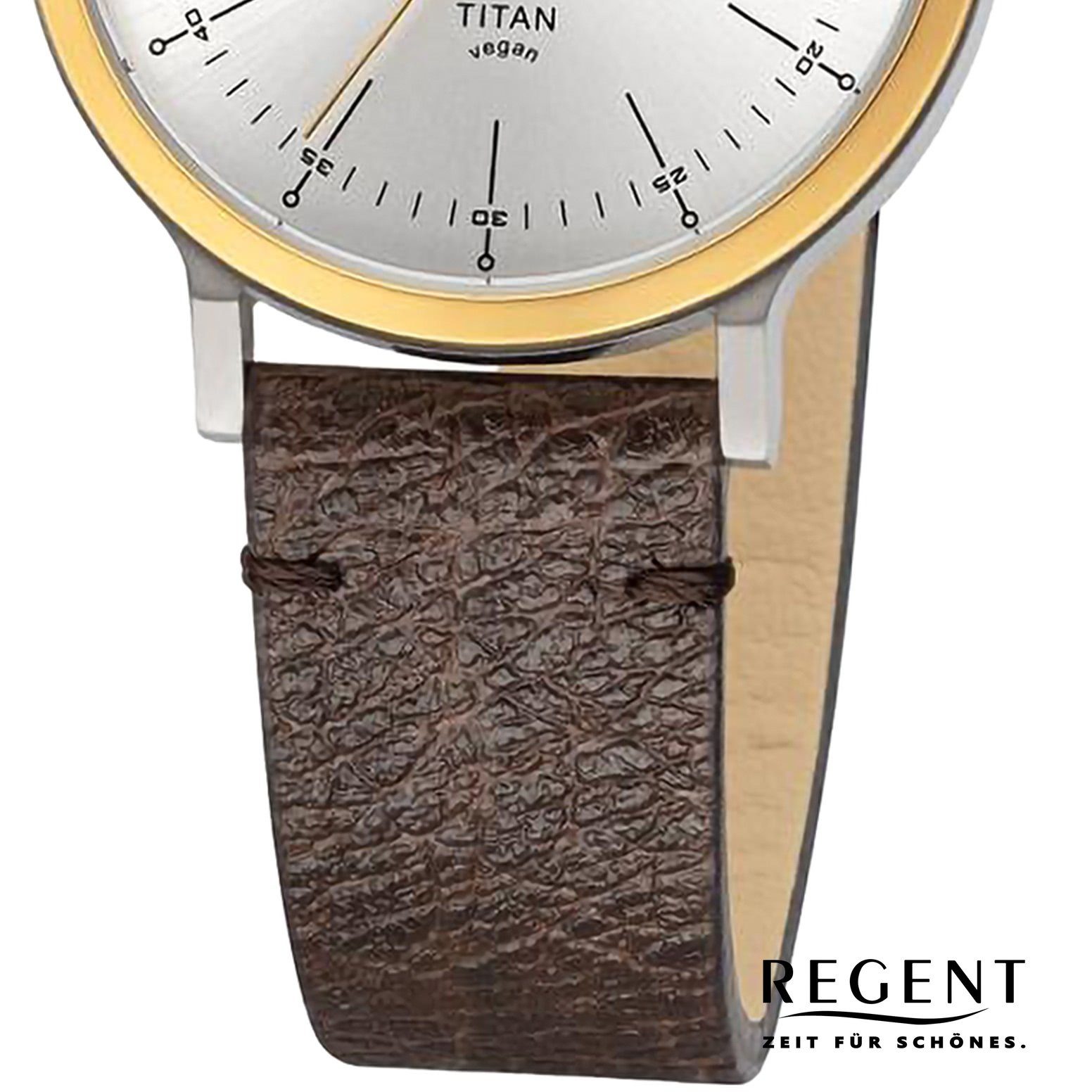 Regent Quarzuhr Regent Damen Armbanduhr Analog, extra groß rund, Lederarmband 33mm), (ca. Armbanduhr Damen