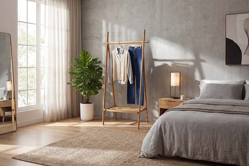 riess-ambiente Garderobenständer ZEN-BO 160cm natur - Bambus, Kleiderstange, m. Ablage, Massivholz, FSC, (Einzelartikel, 1 St), Natürliche Ankleide - ideal für helle, natürliche & ruhige Wohnungen