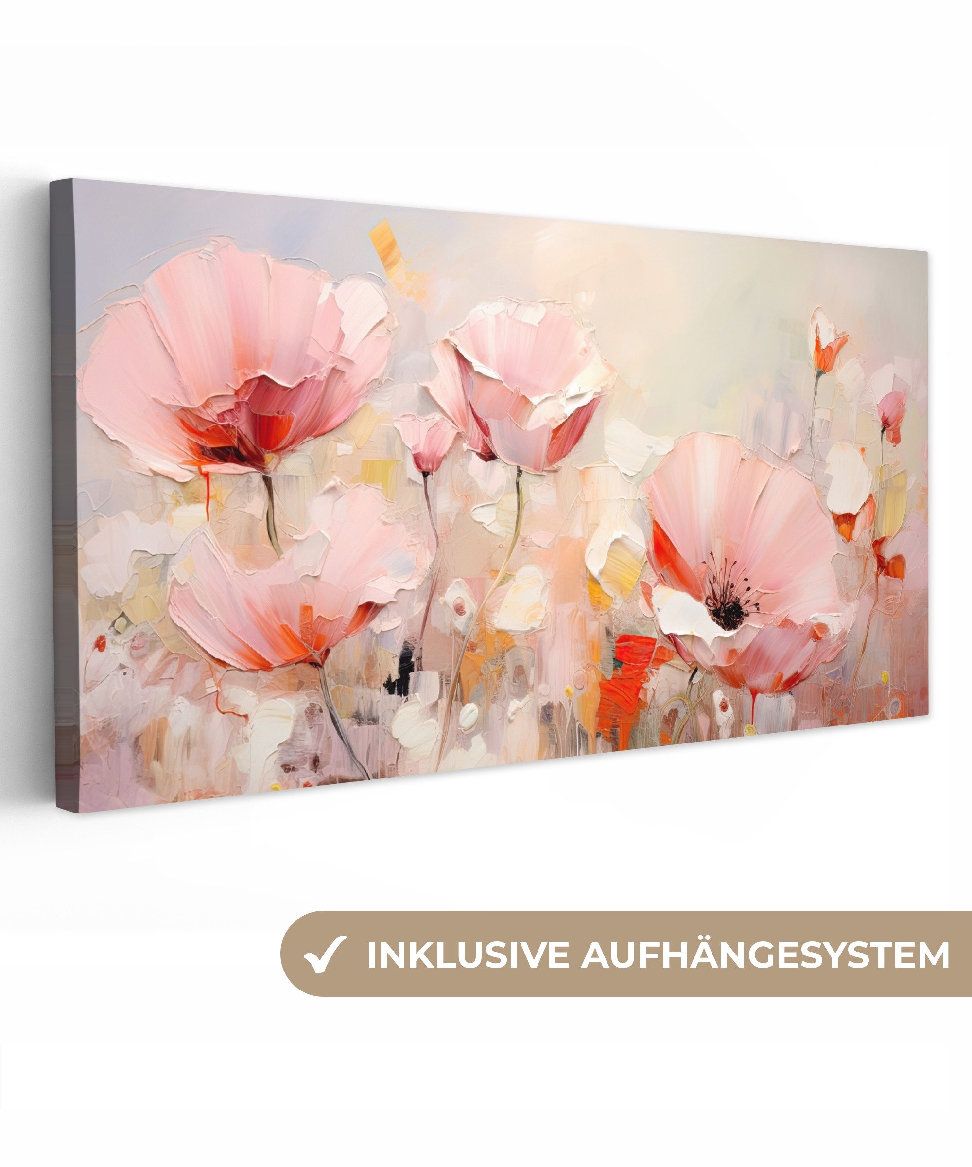 OneMillionCanvasses® Leinwandbild Panorama Blumen - Aquarell günstig online kaufen