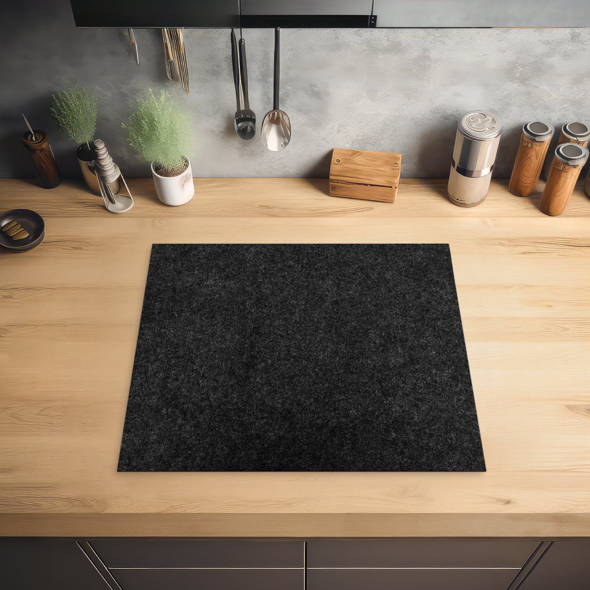 MuchoWow Herd-Abdeckplatte Granit - Schwarz - Granitstruktur - Dunkel, Vinyl, (1 tlg), Abdeckplatte für Ceranfeld, Herd Inductionsmatte, 60x50 cm