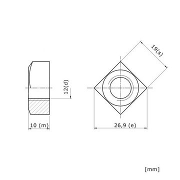 IGcons Schrauben-Set 10x Sechskantschrauben + Vierkantmuttern M12x30 Edelstahl A2 Vollge, (10 St)
