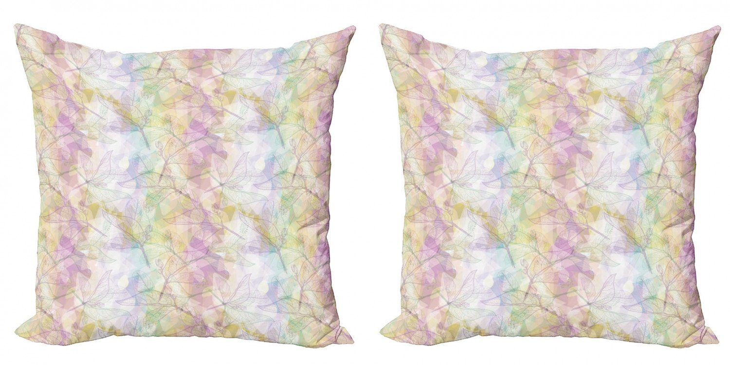 Kissenbezüge Modern Accent Doppelseitiger Digitaldruck, Abakuhaus (2 Stück), Blumen Lappigen Blätter Silhouetten