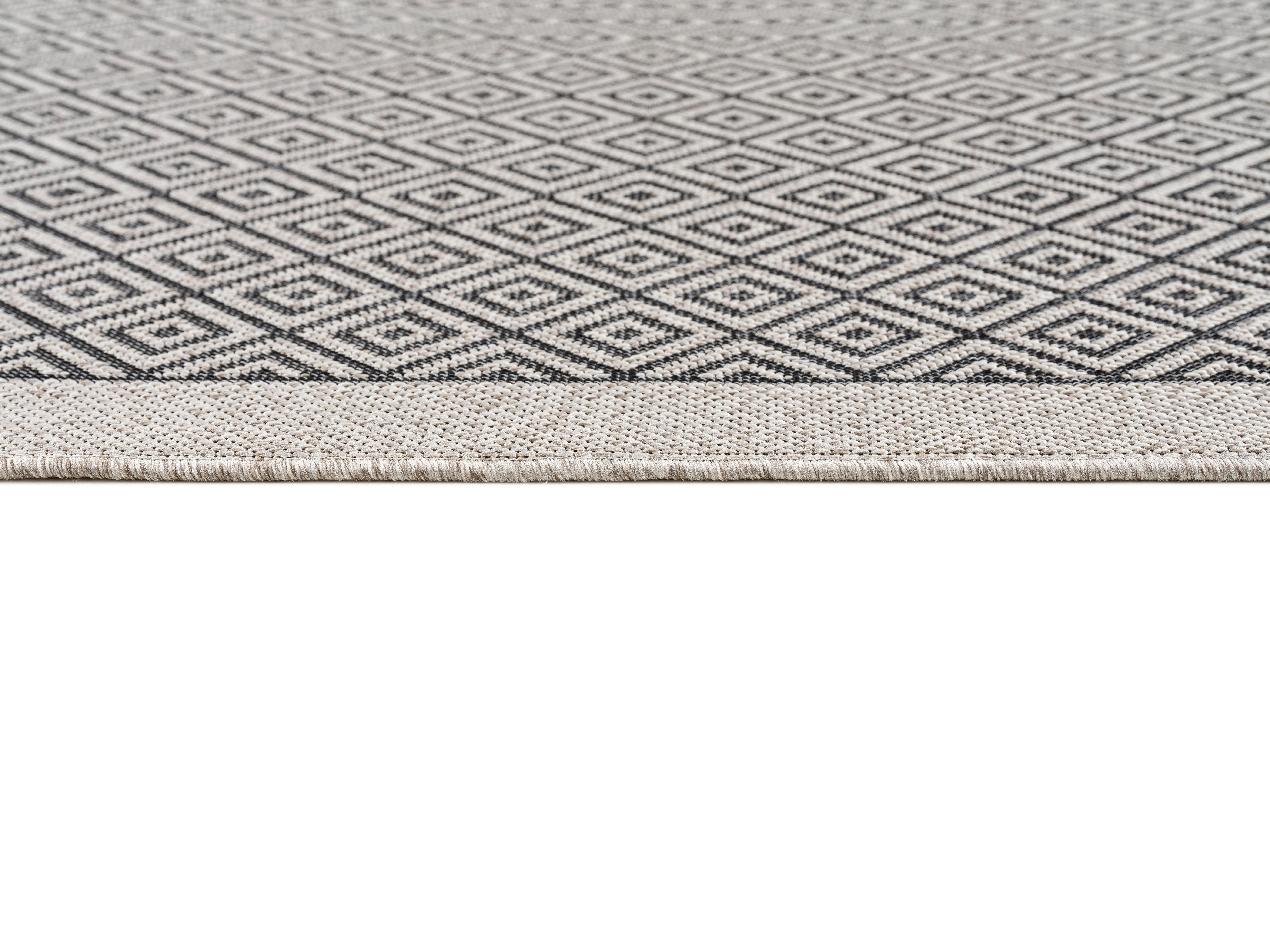 Teppich Aliza, andas, Outdoor schwarz UV-beständig, & geeignet mit wetterfest mm, rechteckig, Höhe: Bordüre,Rauten-Design, 8