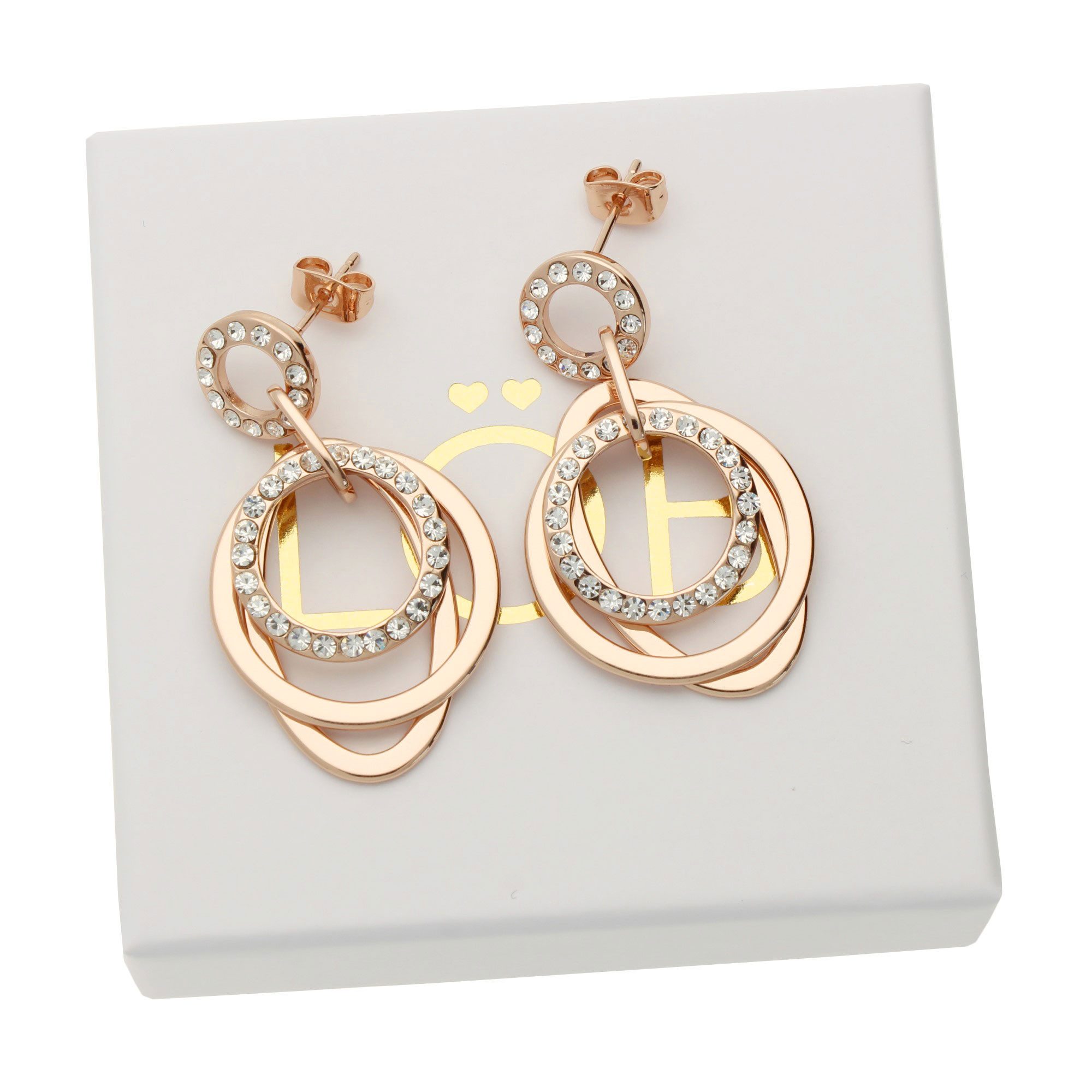 LÖB Paar Ohrhänger 750er Roségold Vergoldet Ohrringe Hängend Ringe Oval Tro günstig online kaufen