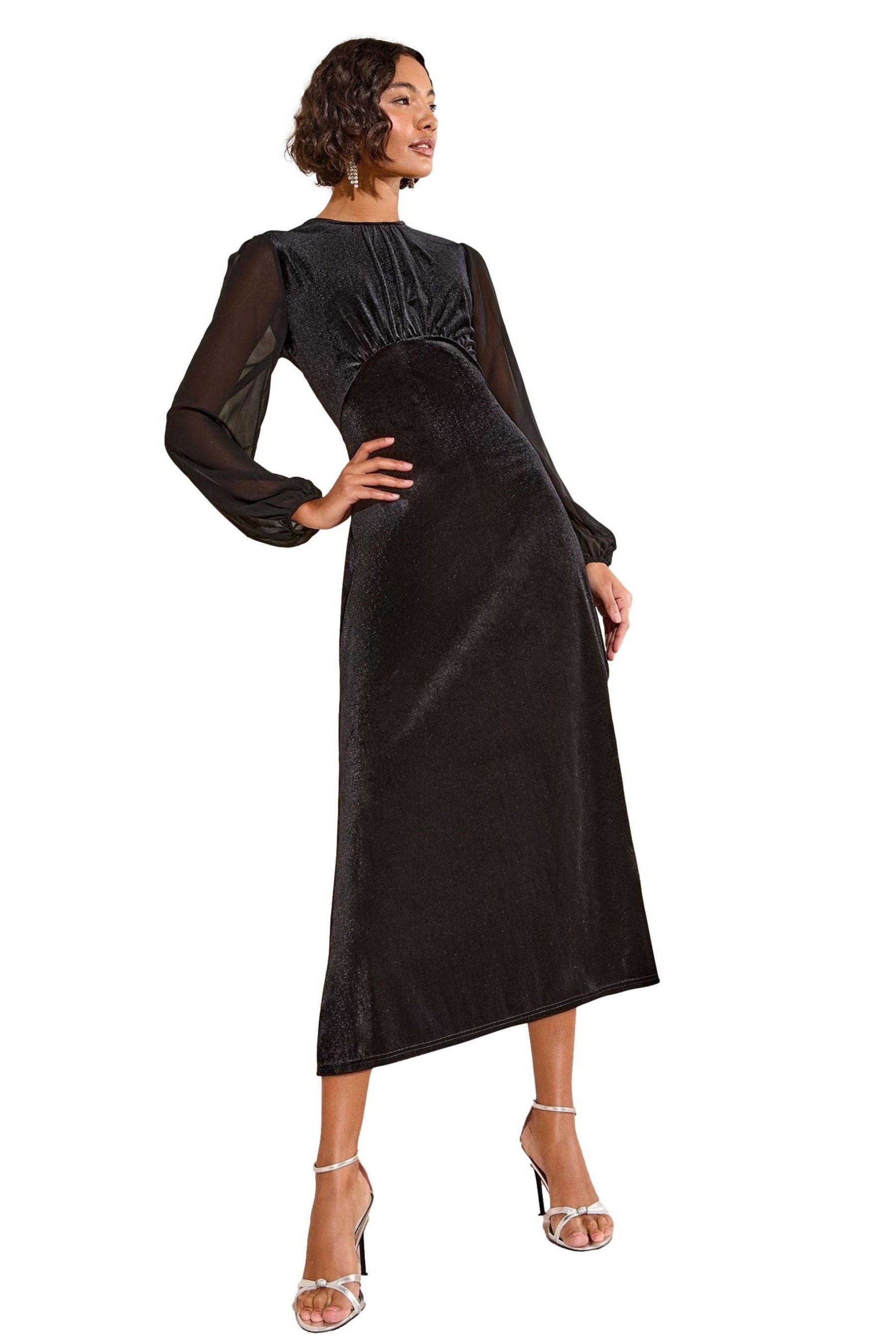 Midikleid Friends Like These Midi-Kleid aus Samt mit Chiffon