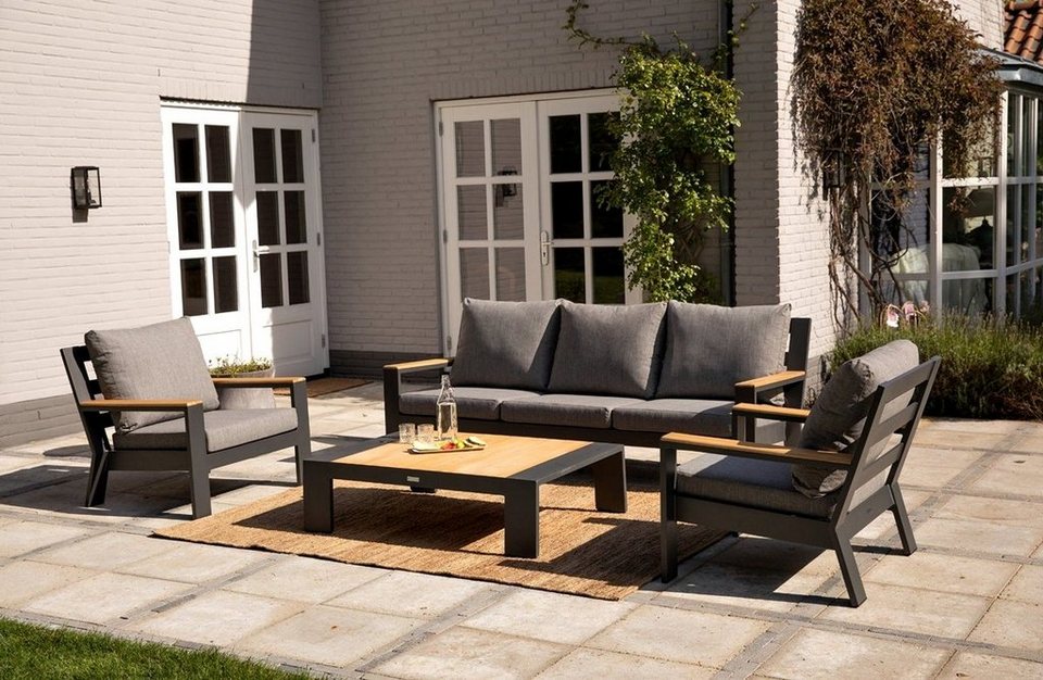 Lounge mit Valerie Aluminium 2 Sitzer Armlehnen EXOTAN Sofa - Anthracite, 3 Gartenlounge-Set