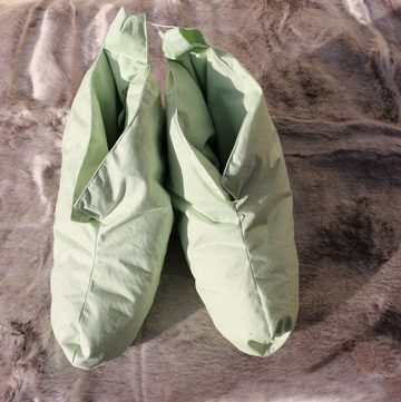 Kopfkissen Kuschelwarme Daunenschuhe Bettschuhe Hausschuhe hellgrün lind Gr. 1, Betten Hofmann, Füllung: Landdaunen