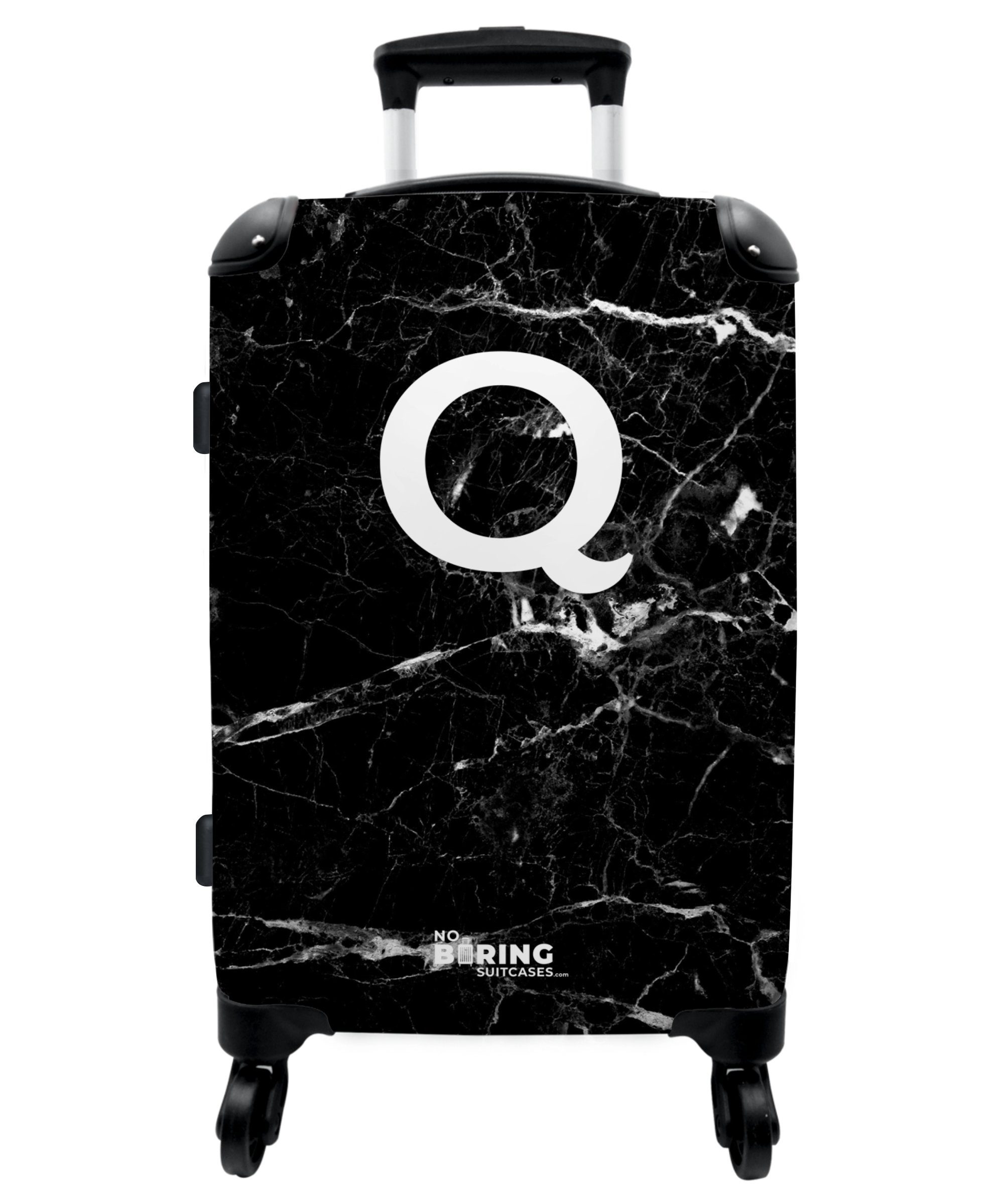 - - Koffer Reisekoffer Trolley Rollen, 67x43x25cm mit Schwarz Buchstabe Aufgabegepäck Rollkoffer 4 Rollen 4 Große Marmordruck NoBoringSuitcases.com© Q, -