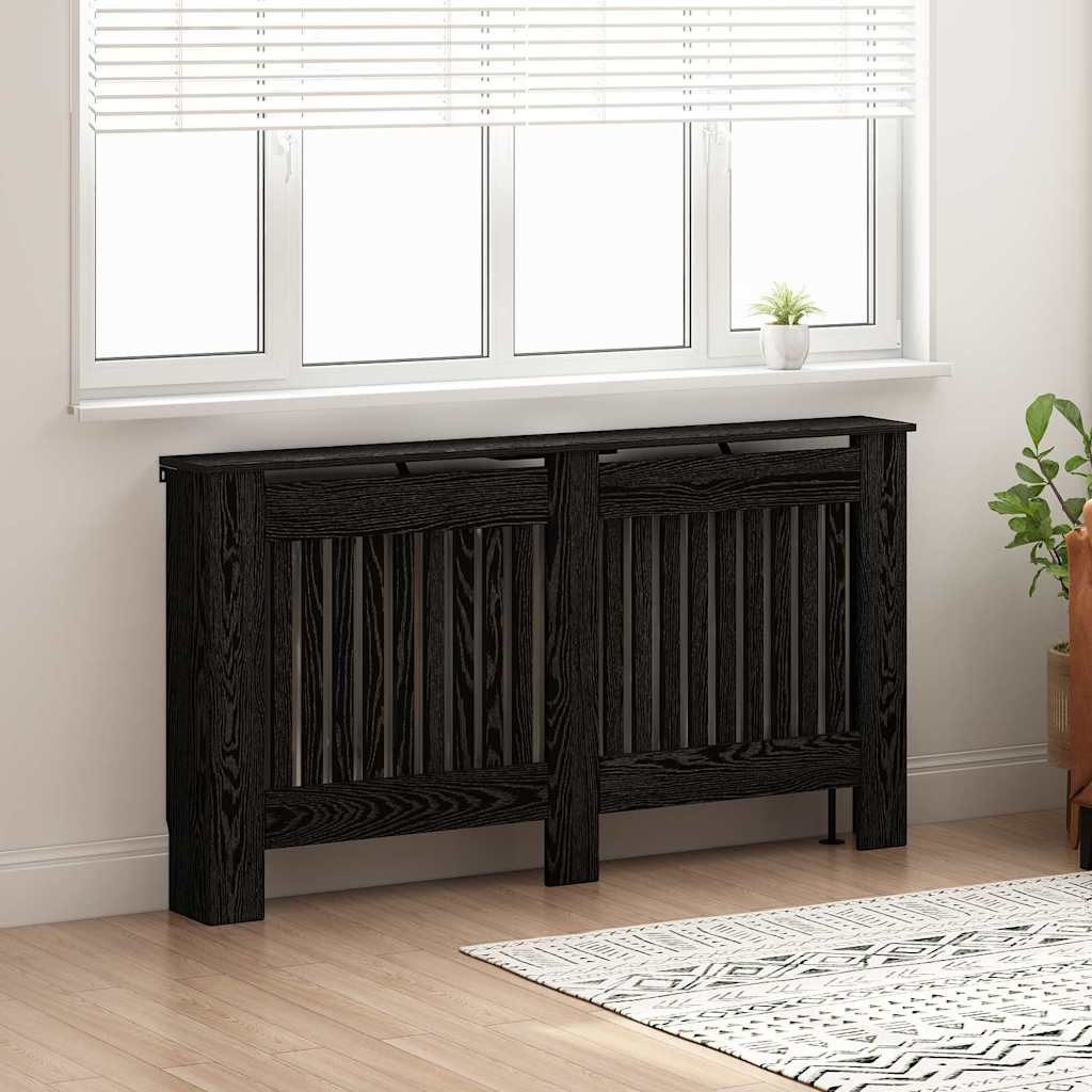 vidaXL Heizungsverkleidung, Heizkörperabdeckung Schwarz Eichen-Optik 152 x 19 x 81,5 cm