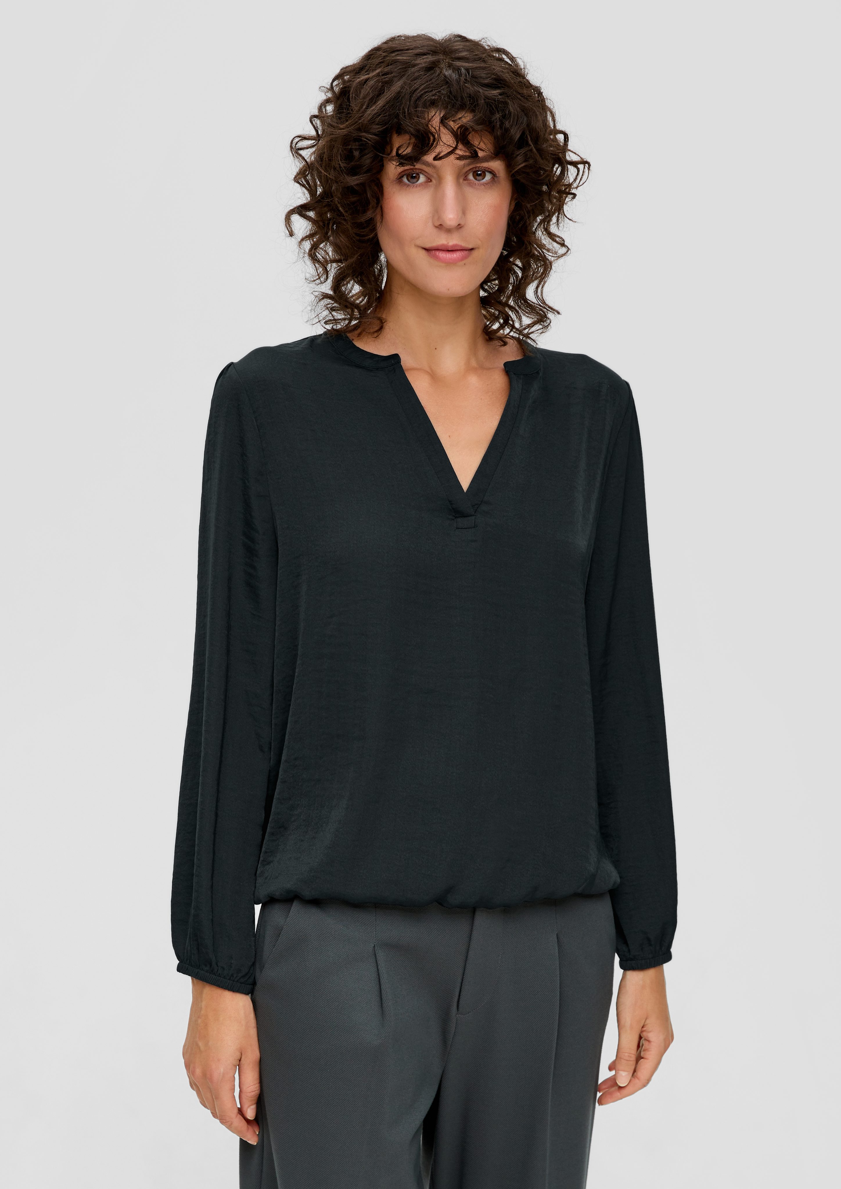 Langarmbluse Bluse mit V-Ausschnitt