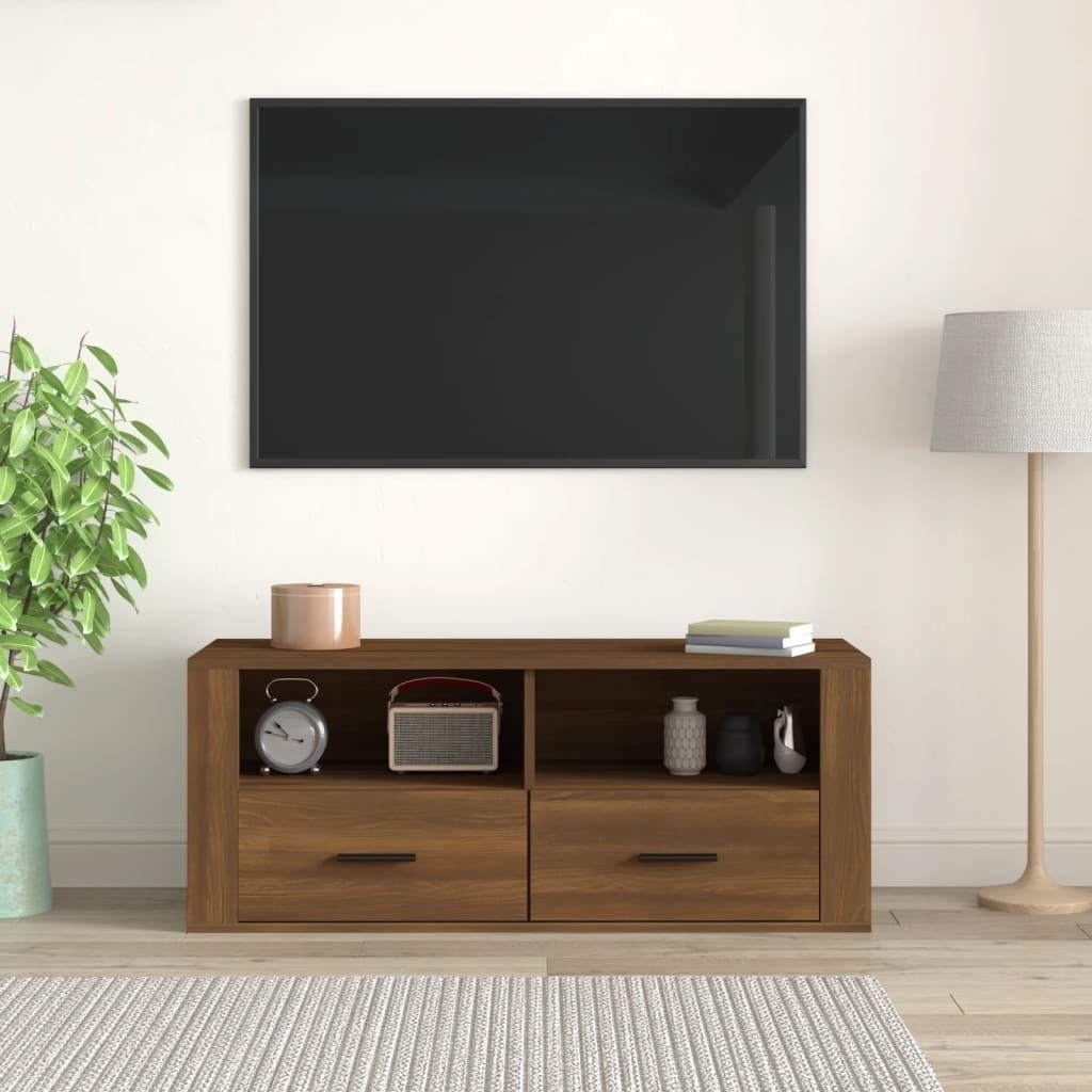 furnicato TV-Schrank Braun Eichen-Optik 100x35x40 Holzwerkstoff cm