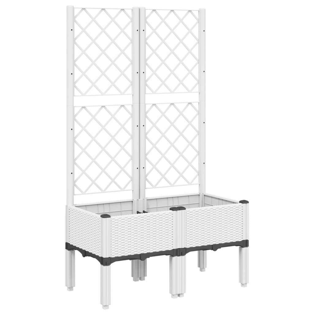 vidaXL Blumentopf Pflanzkübel mit Rankgitter Weiß 80x40x142 cm PP (1 St)