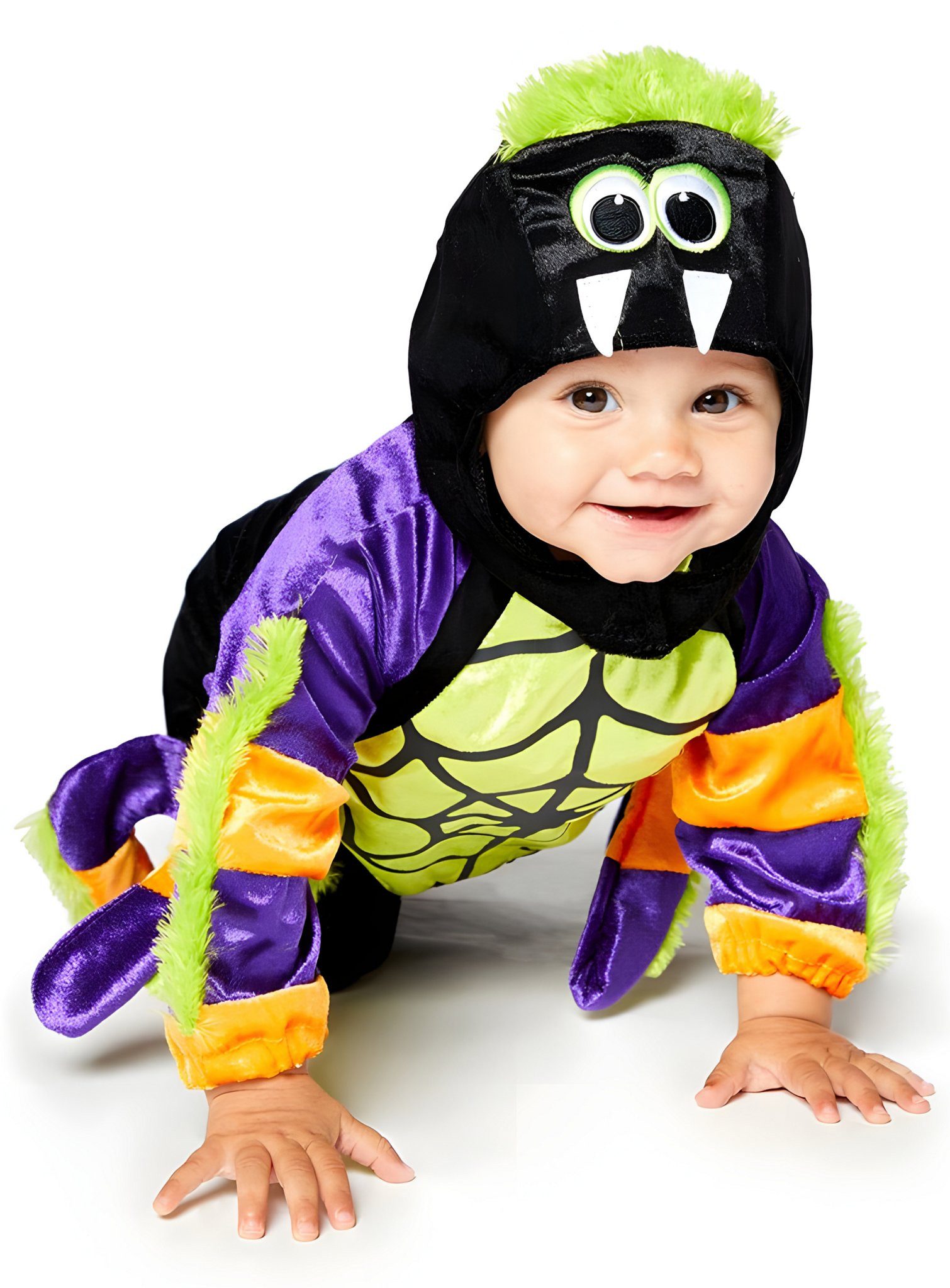 Metamorph Hexen-Kostüm Mini Halloween Spinne Kostüm für Kinder, Niedlicher Spinnen-Overall mit Beinchen für den ersten Gruselspaß