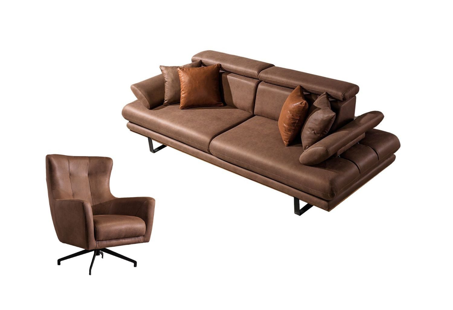 Villa Möbel Polstergarnitur Energy, (Set, Set besteht aus: 2 Sitzer+Sessel), mit Relax-/Bettfunktion durch verstellbare Rückenlehne