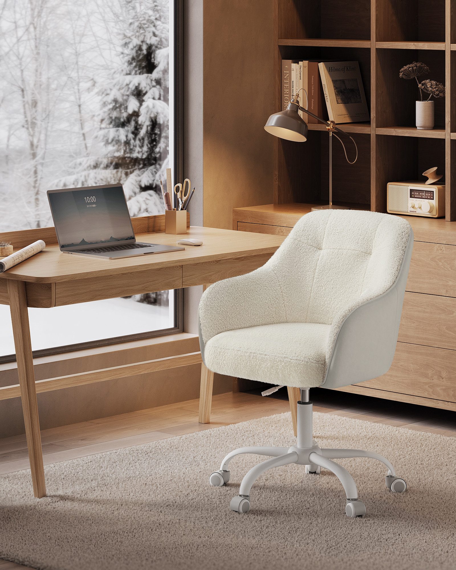 SONGMICS Bürostuhl (1 St), höhenverstellbar, atmungsaktiv, Sherpa-Stoff, PU günstig online kaufen