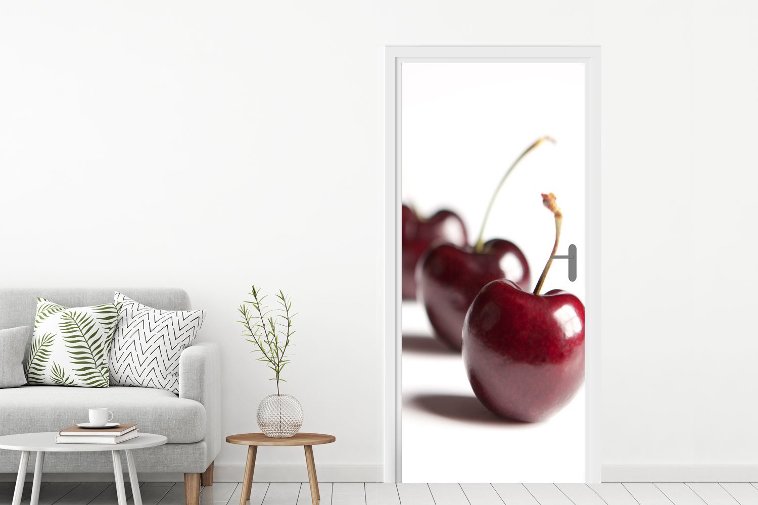 Weiß MuchoWow 75x205 (1 cm St), Obst, Kirschen Türtapete - Matt, für bedruckt, Fototapete Tür, - Türaufkleber,